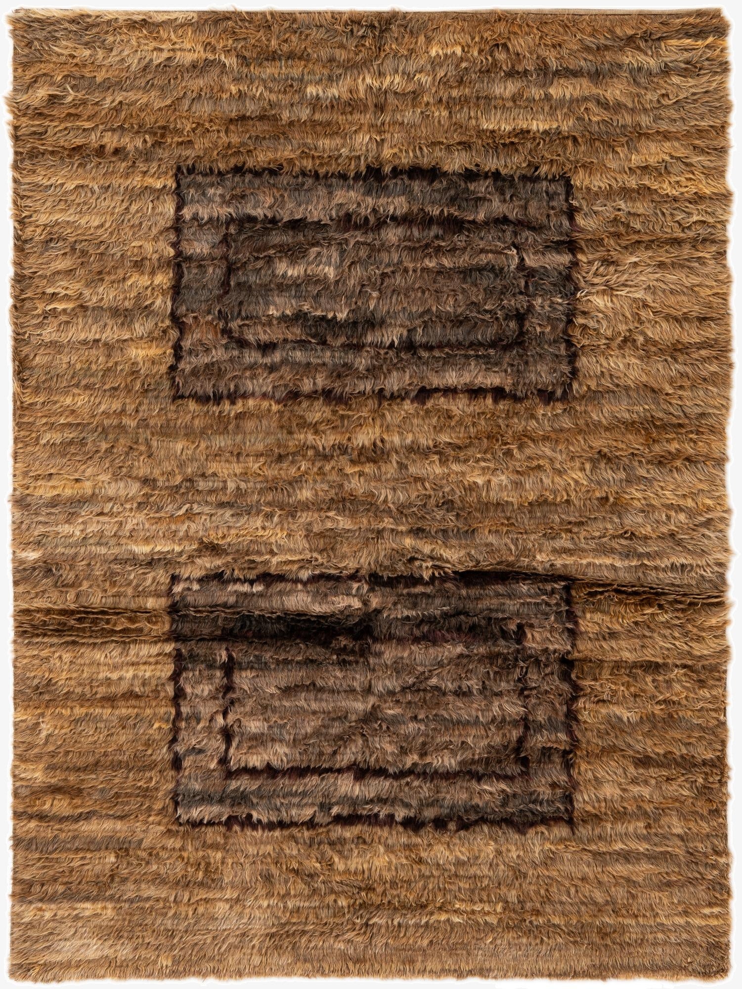  5' 3 x 7' 1  Hand Knotted Multi-Tone Shag Wool Rug