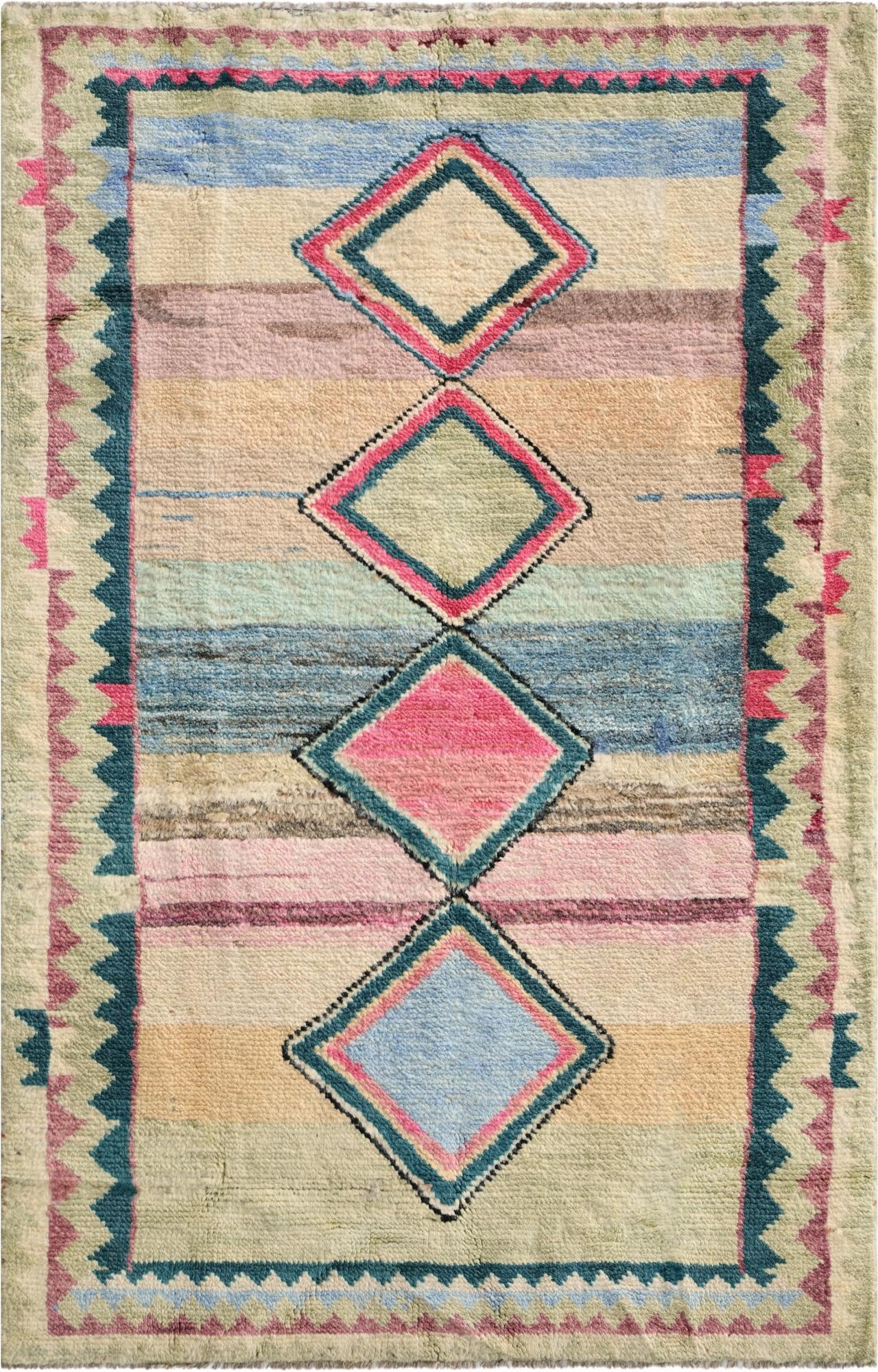  3' 3 x 5'  Hand Knotted Oushak Wool Rug