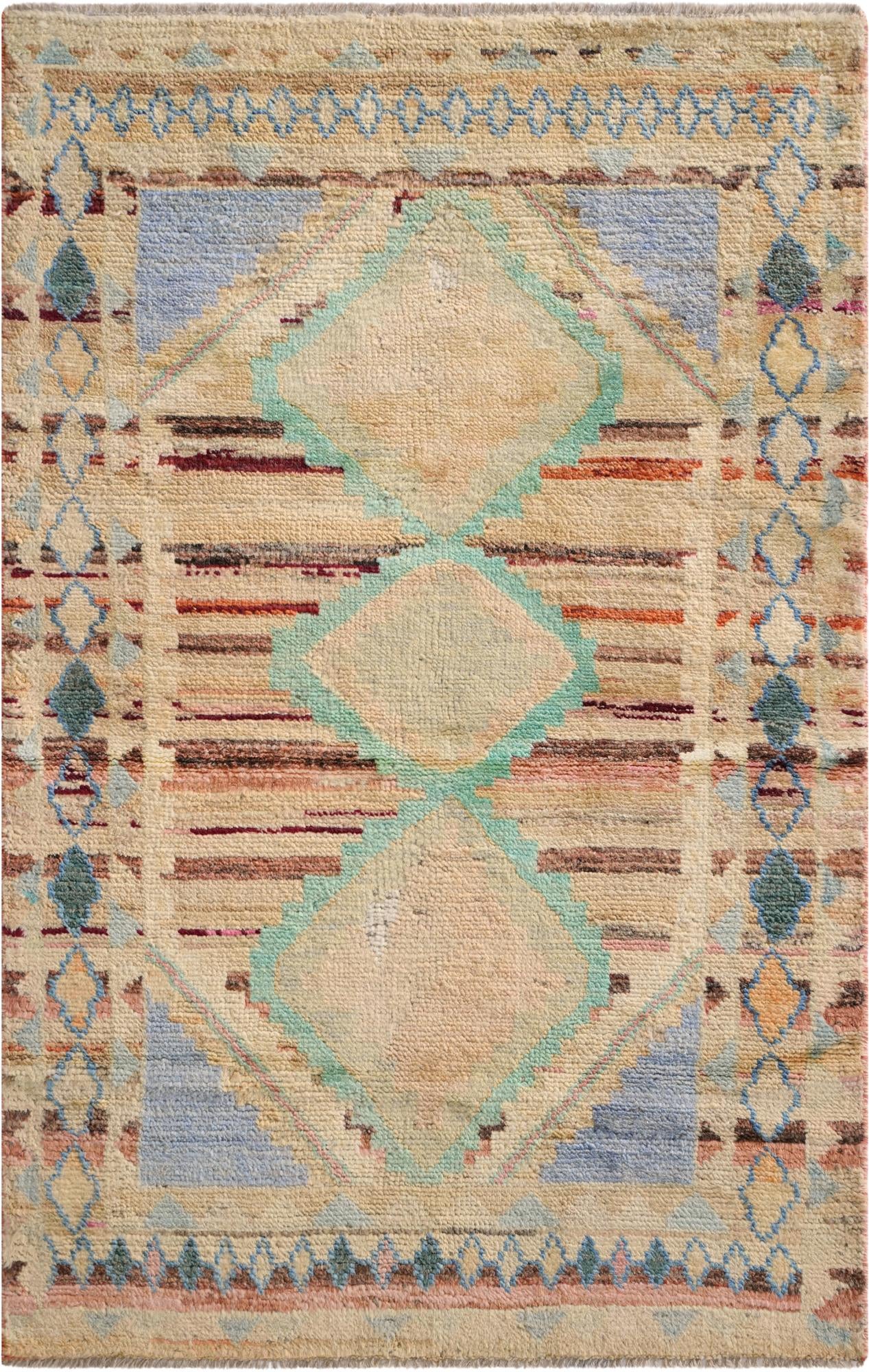  3' 2 x 4' 11  Hand Knotted Oushak Wool Rug