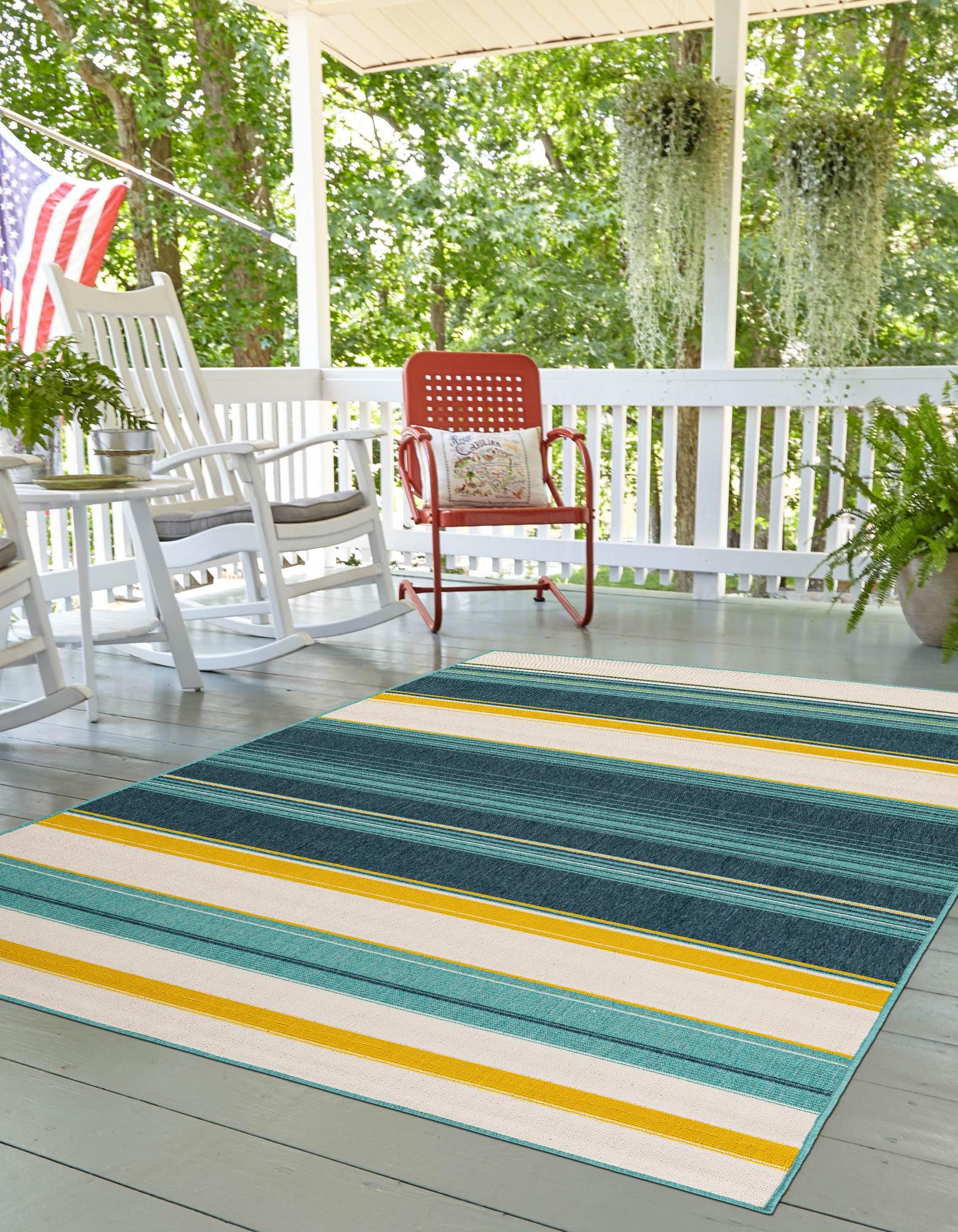 Multicolor 7' 10 x 10' Border Indoor / Outdoor Rug | Rugs.com