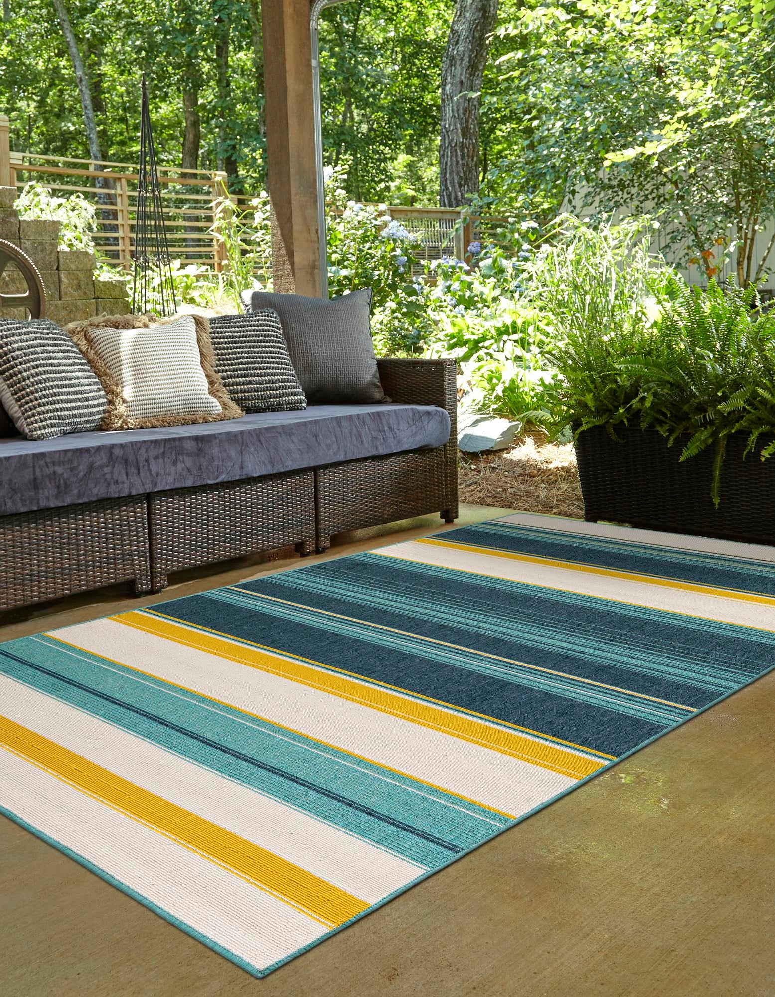 Multicolor 7' 10 x 10' Border Indoor / Outdoor Rug | Rugs.com