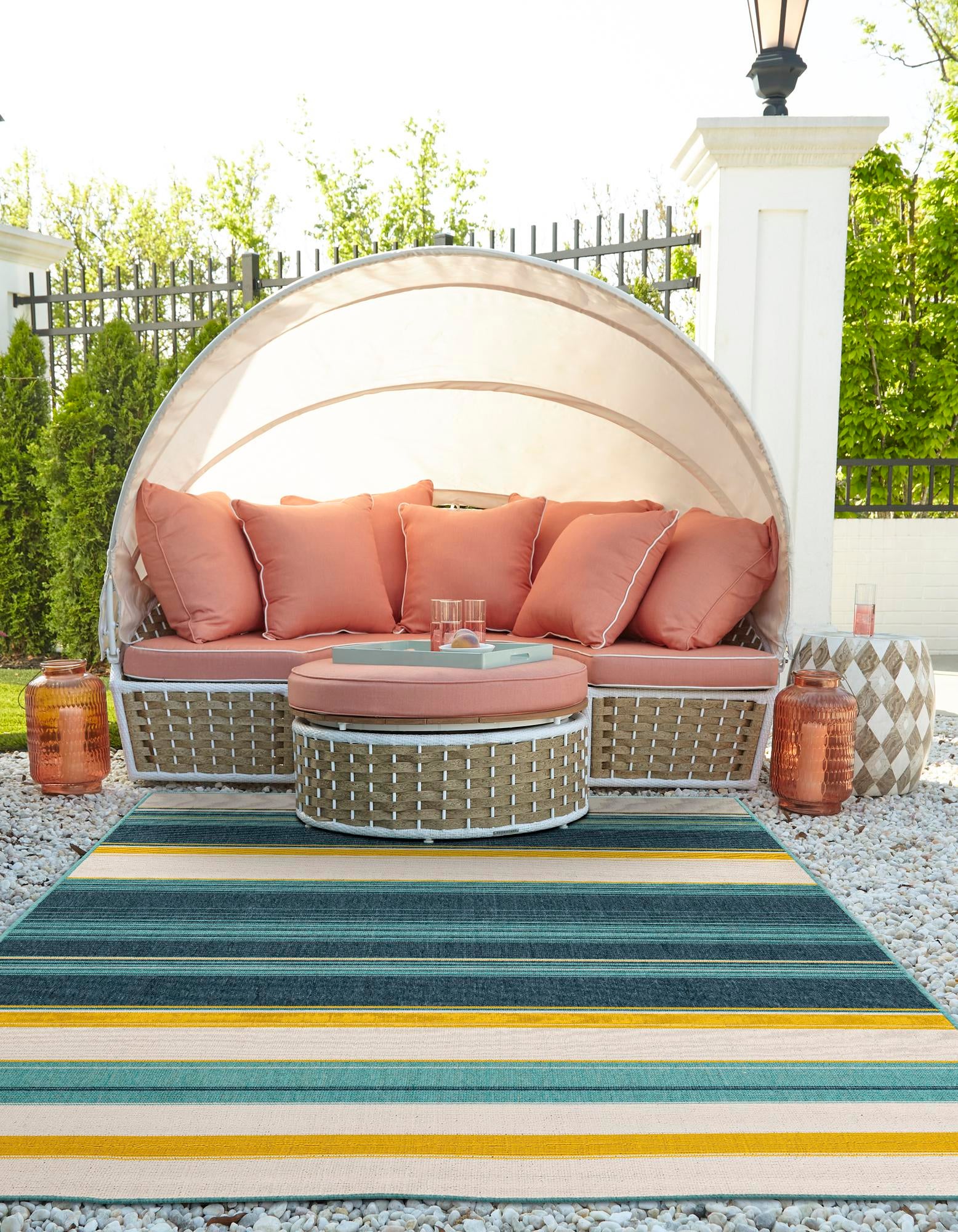 Multicolor 7' 10 x 10' Border Indoor / Outdoor Rug | Rugs.com