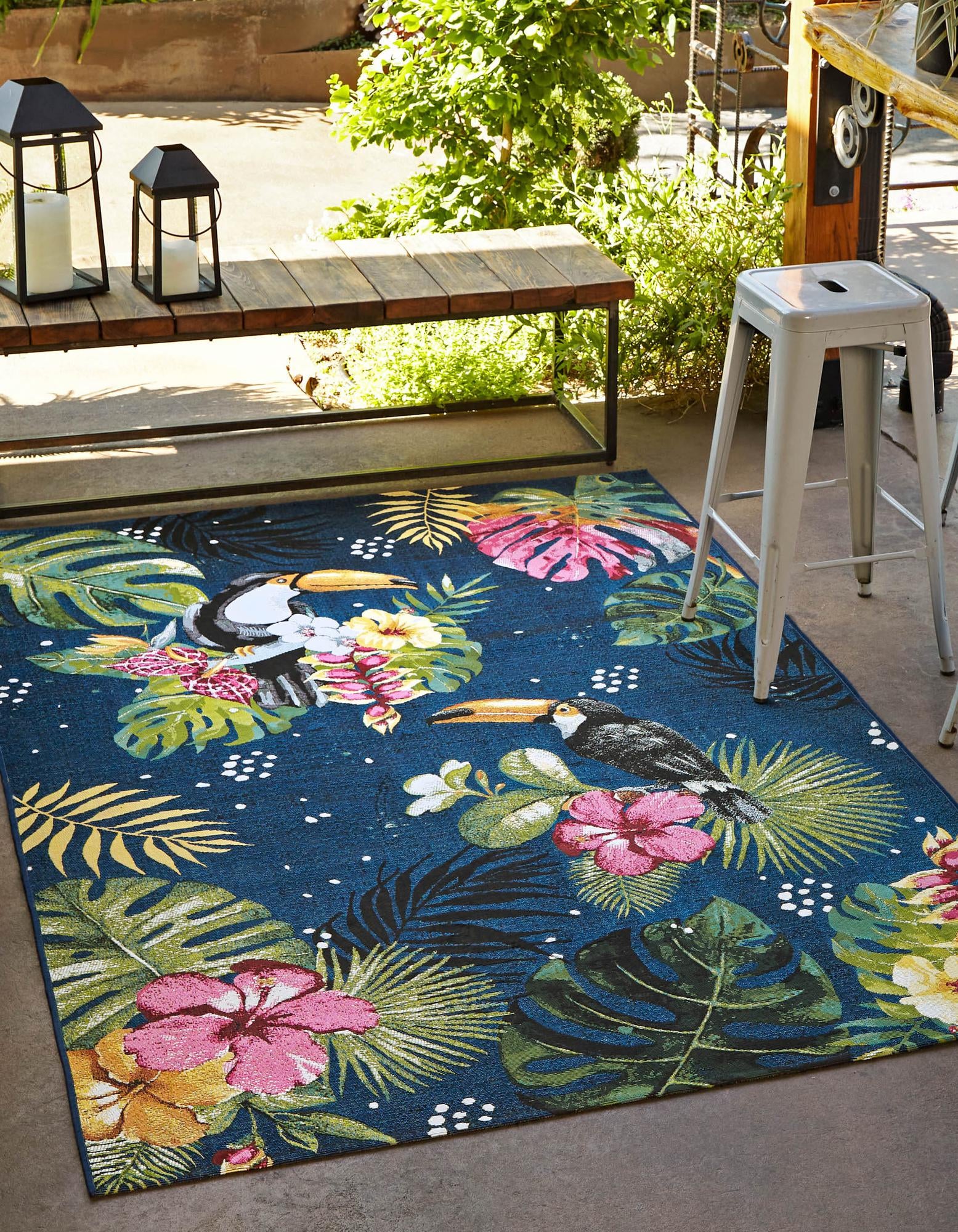 Multicolor 5' 3 x 8' Botanical Outdoor Rug | Rugs.com