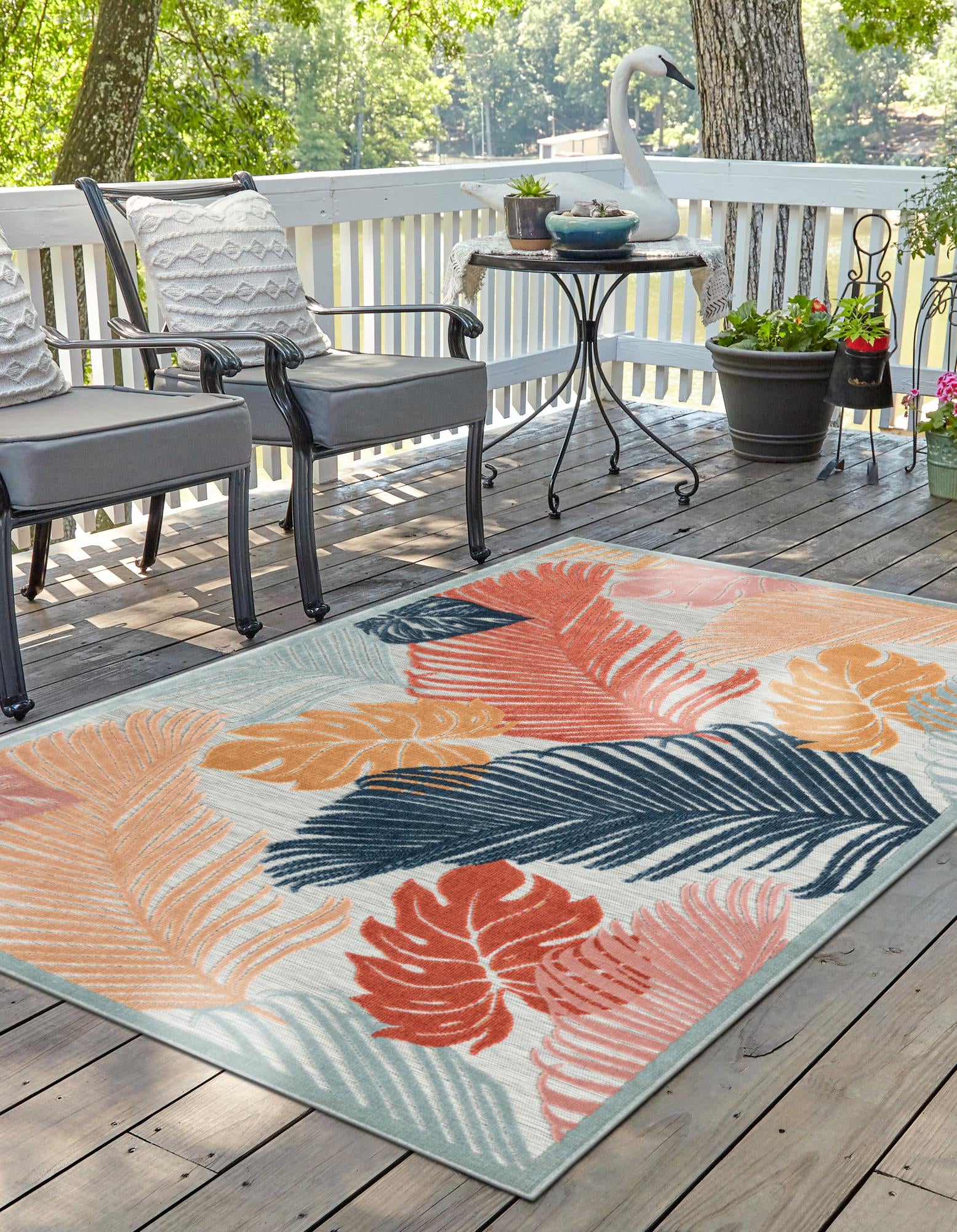 Multicolor 9' 9 x 12' Botanical Indoor / Outdoor Rug | Rugs.com