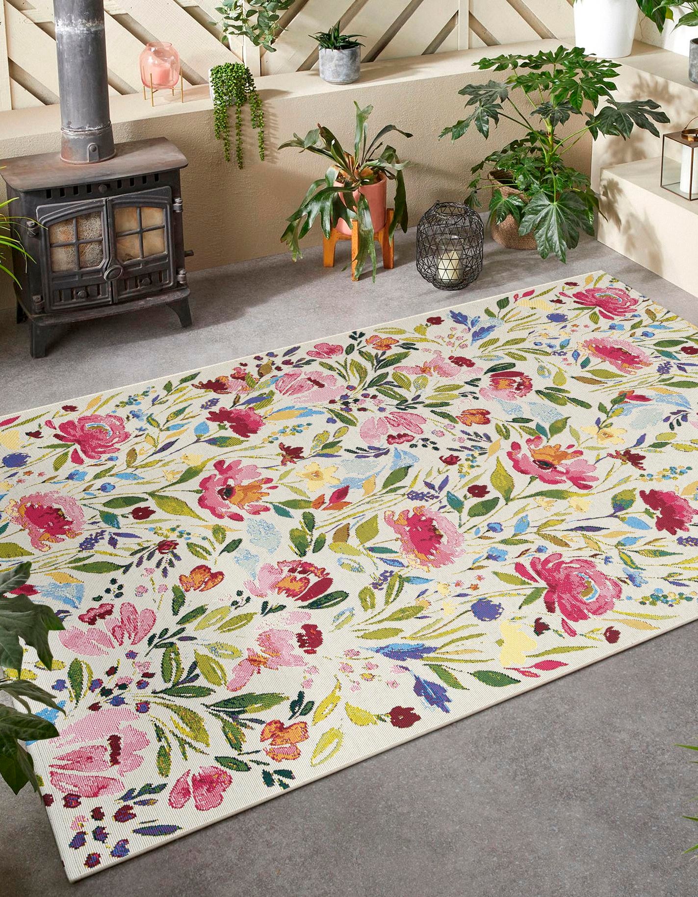 Multicolor 5' 3 x 8' Botanical Indoor / Outdoor Rug | Rugs.com