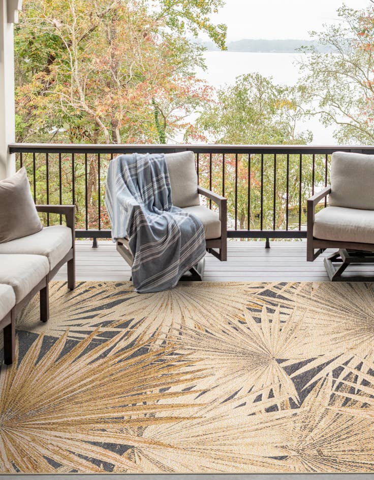 Detail image of  10' x 14' 2  Washable Botanical Indoor / Outdoor Rug