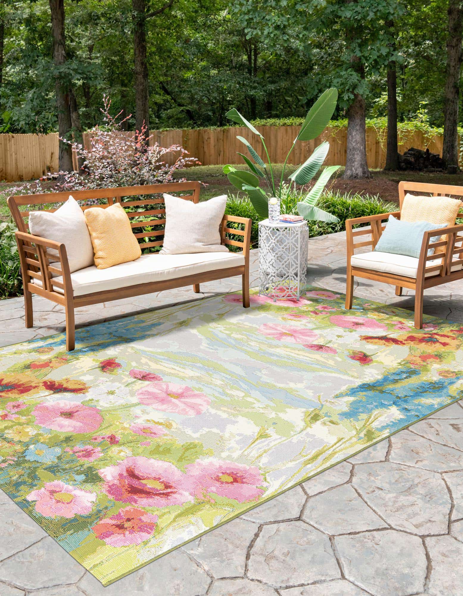 Multicolor 8' x 10' Botanical Indoor / Outdoor Rug | Rugs.com