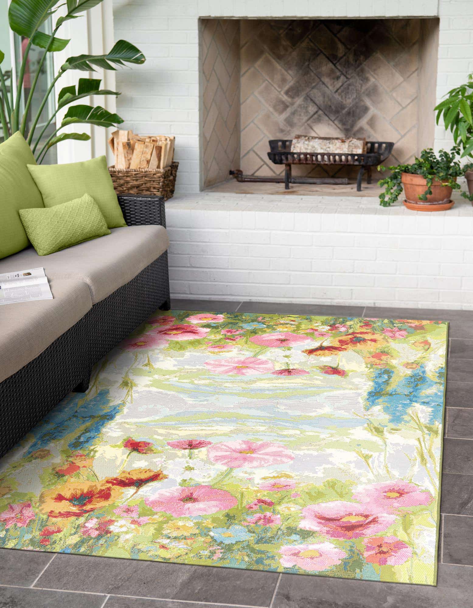 Multicolor 8' x 10' Botanical Indoor / Outdoor Rug | Rugs.com