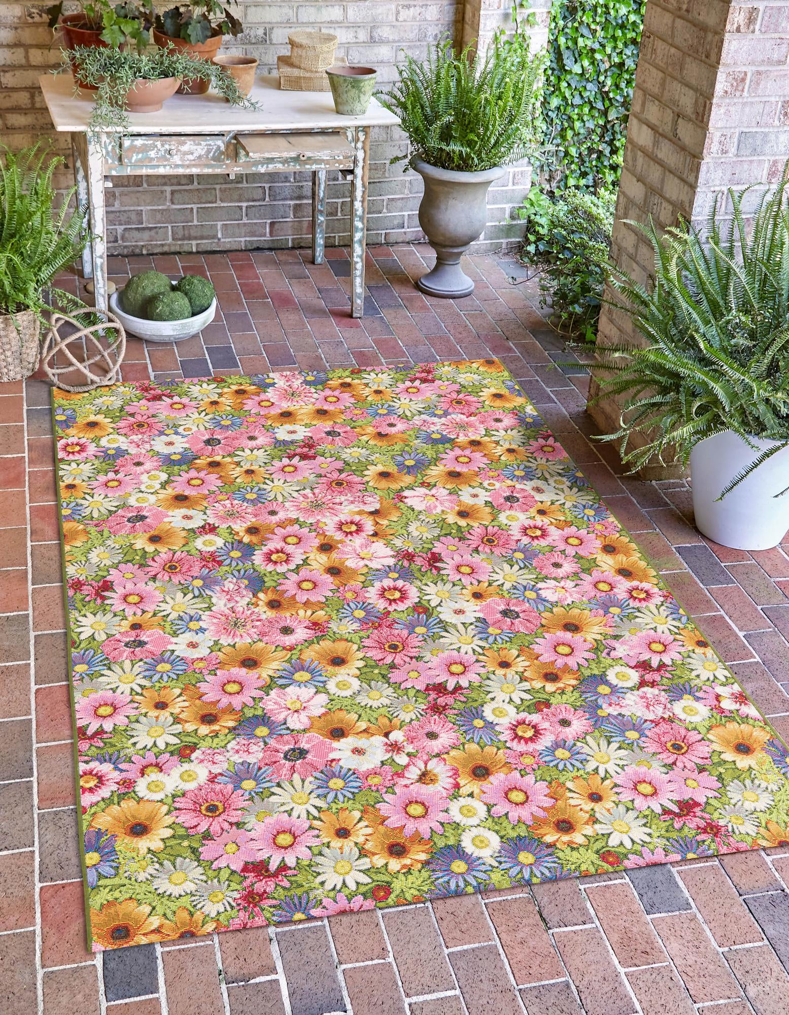 Multicolor 8' x 10' Botanical Indoor / Outdoor Rug | Rugs.com