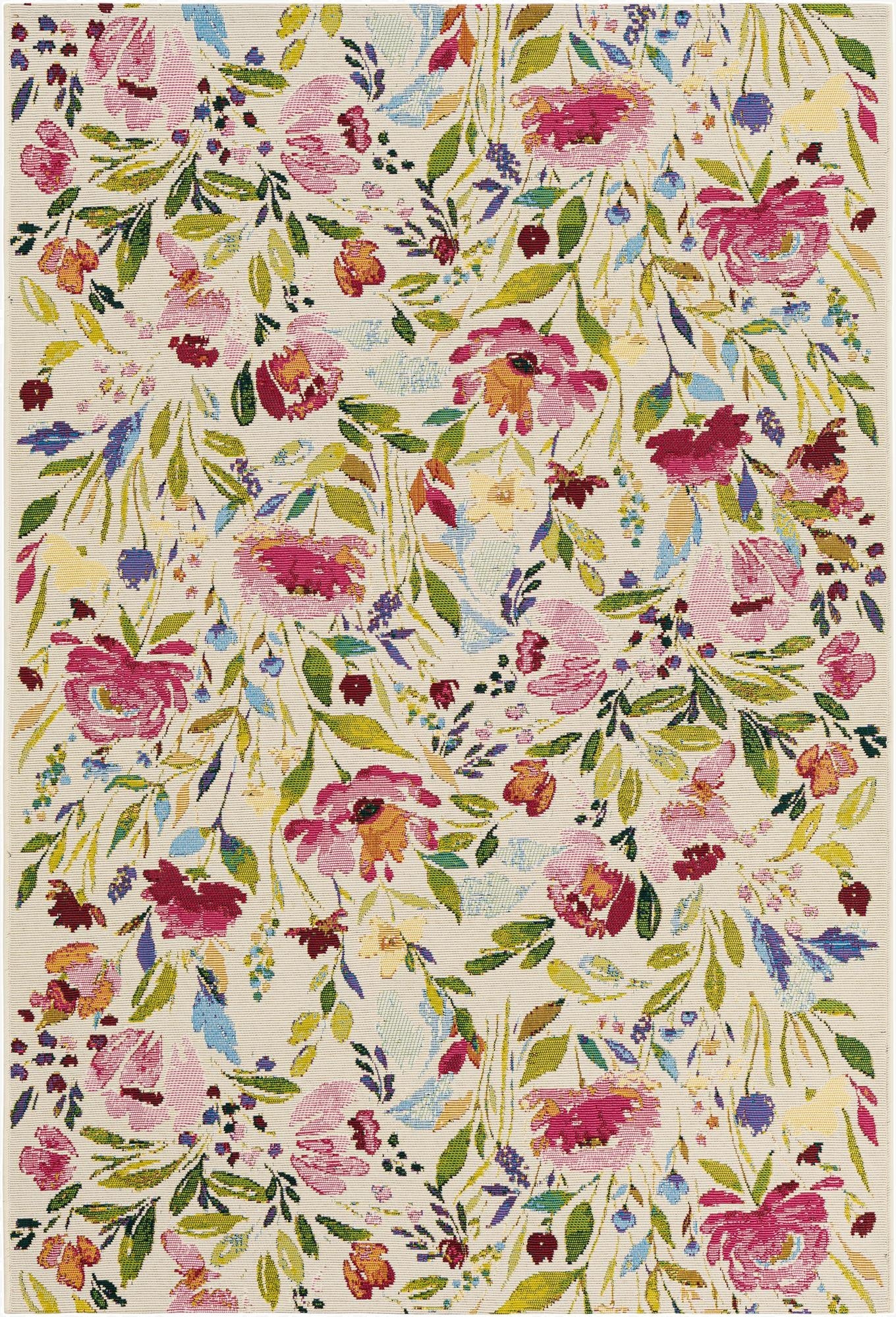  4' x 6'  Washable Botanical Indoor / Outdoor Rug