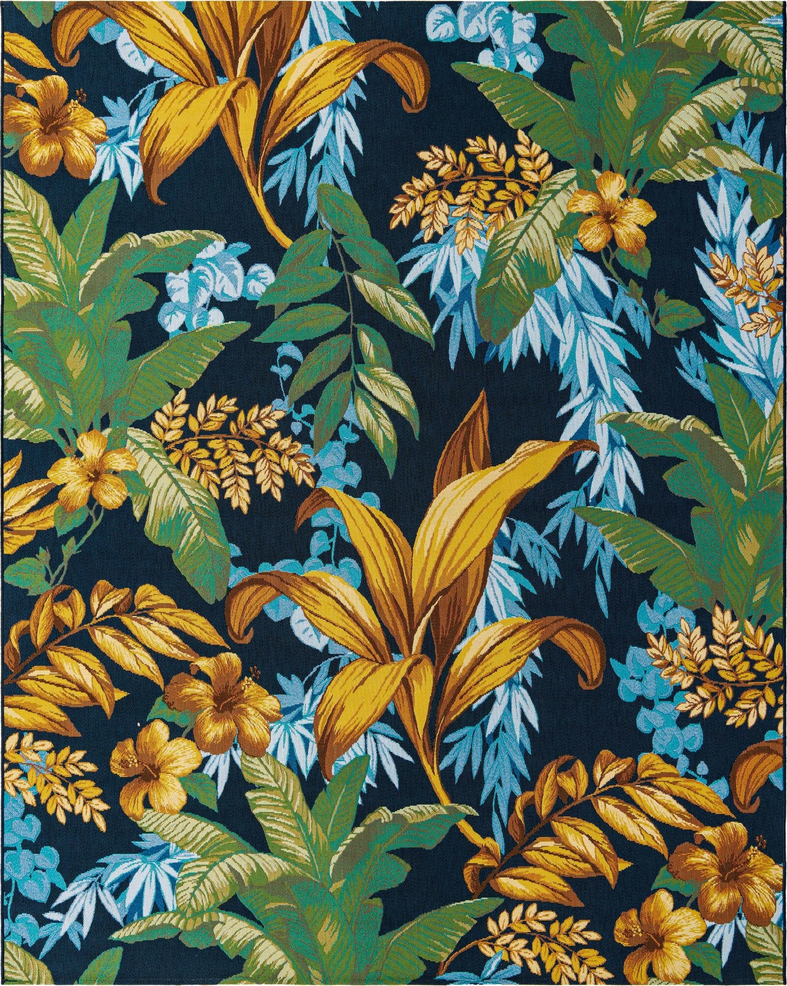  7' 10 x 10'  Washable Botanical Indoor / Outdoor Rug