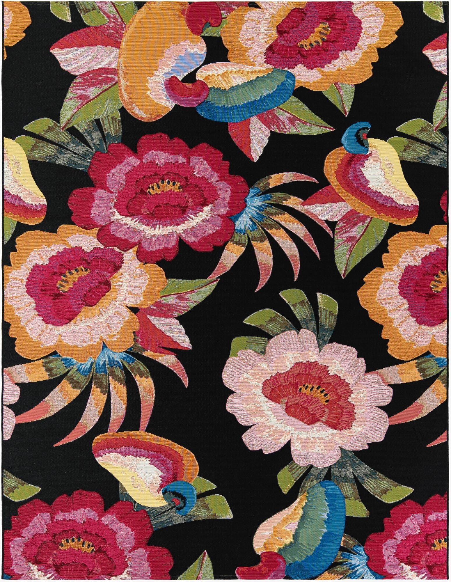  7' 10 x 10'  Washable Botanical Indoor / Outdoor Rug