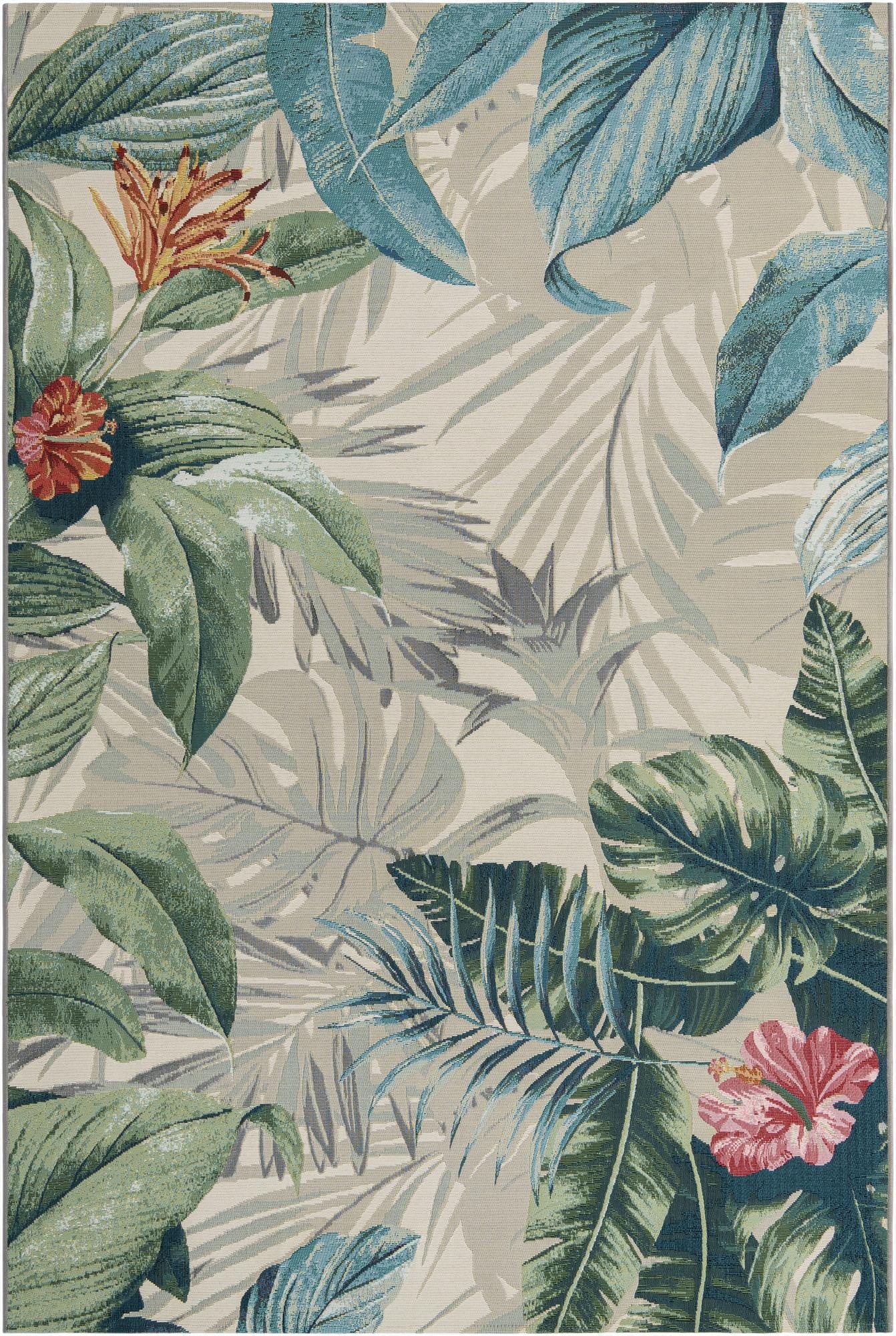  6' x 9'  Washable Botanical Indoor / Outdoor Rug