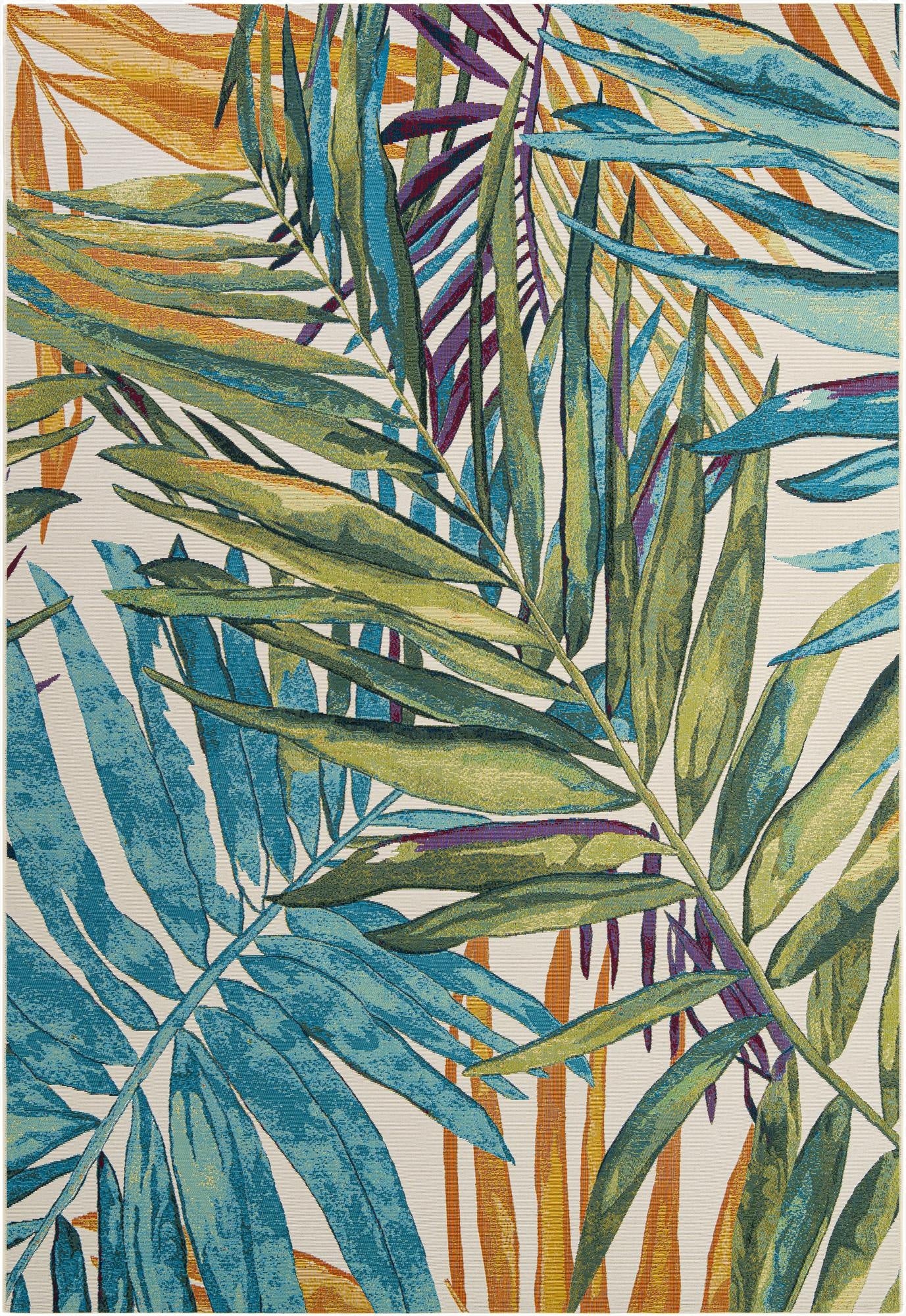  7' x 10'  Washable Botanical Indoor / Outdoor Rug