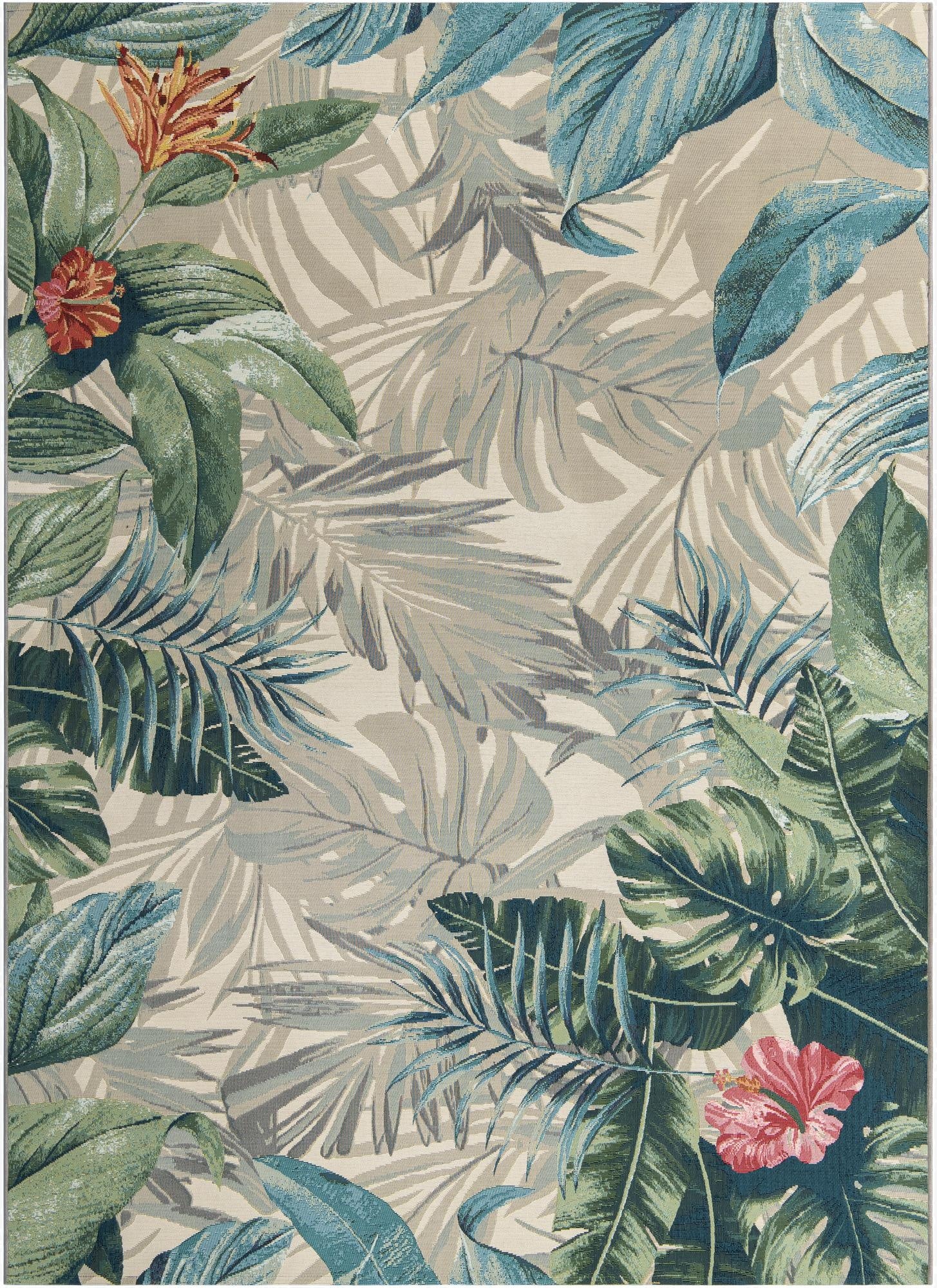  7' x 10'  Washable Botanical Indoor / Outdoor Rug