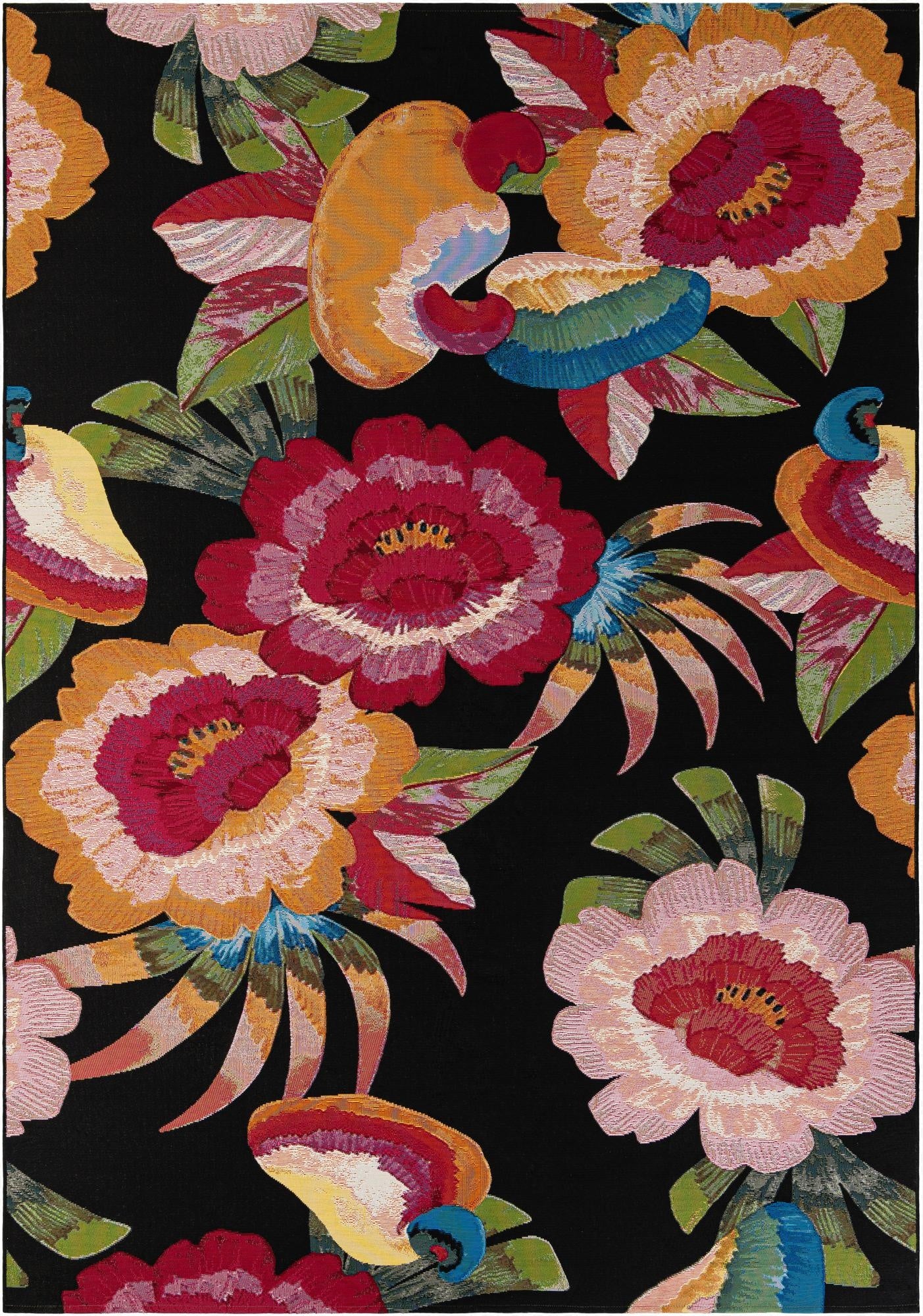  7' x 10'  Washable Botanical Indoor / Outdoor Rug