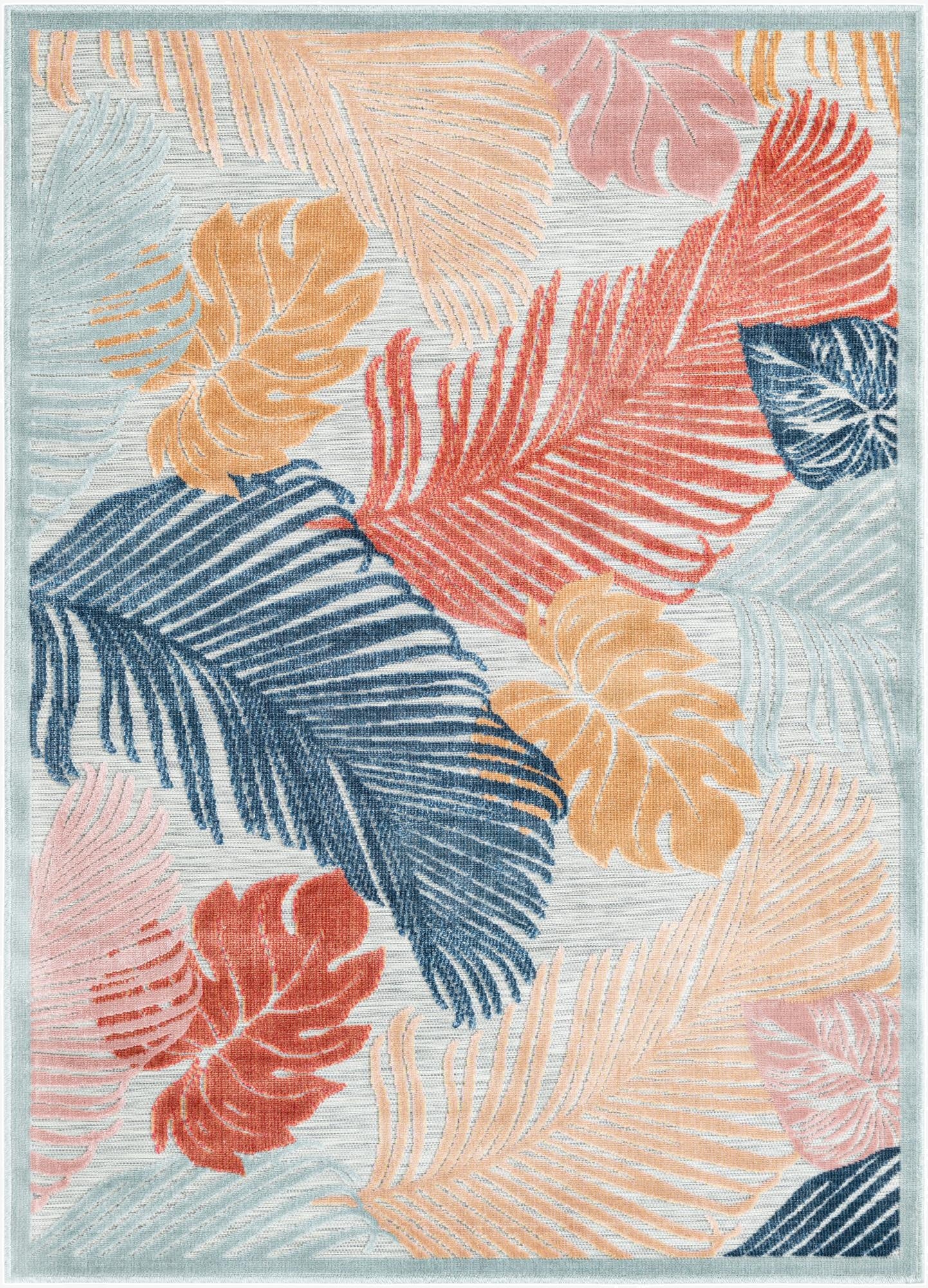  4' 5 x 6'  Washable Botanical Indoor / Outdoor Rug