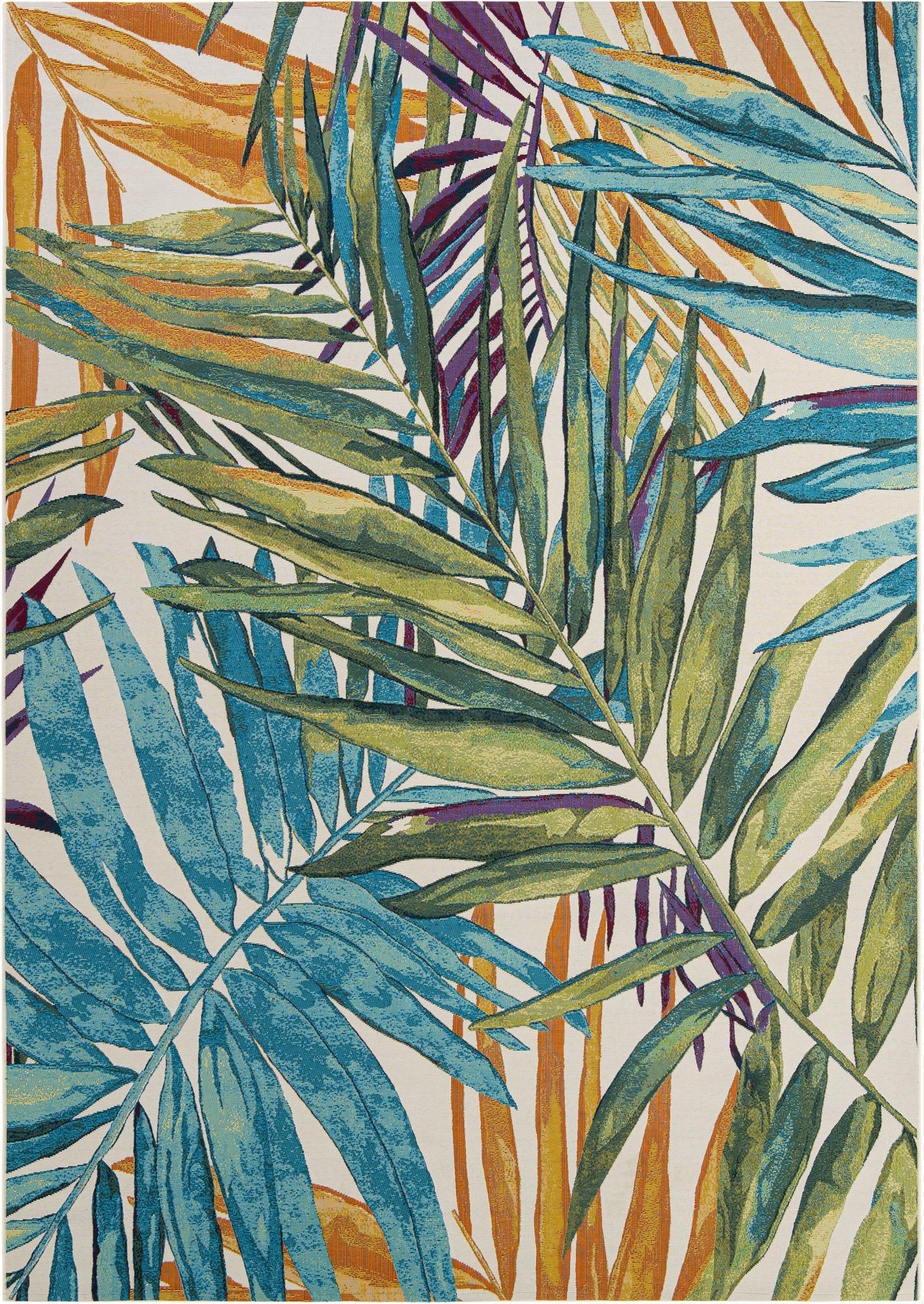  7' 10 x 11'  Washable Botanical Indoor / Outdoor Rug