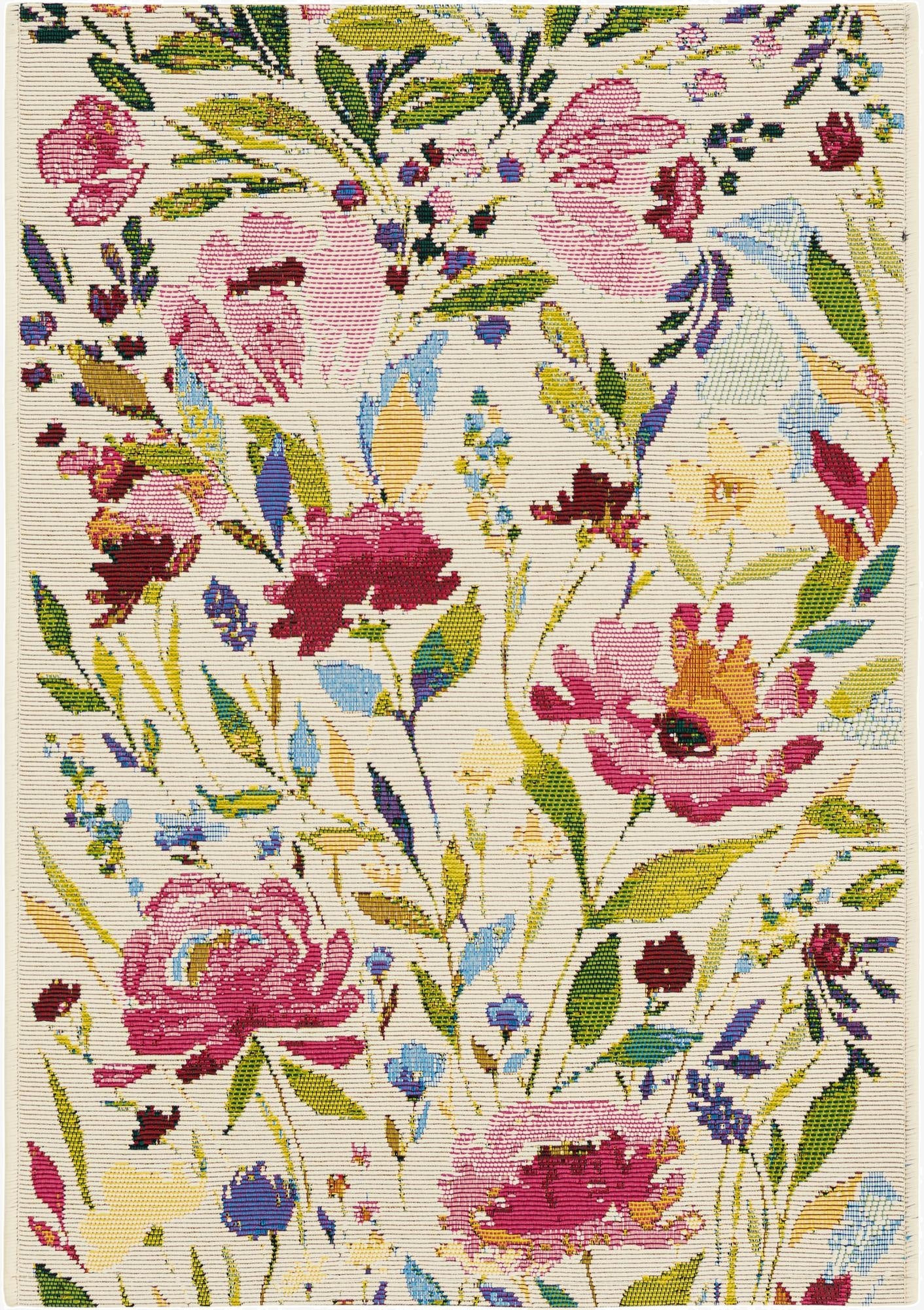  2' x 3'  Washable Botanical Indoor / Outdoor Rug