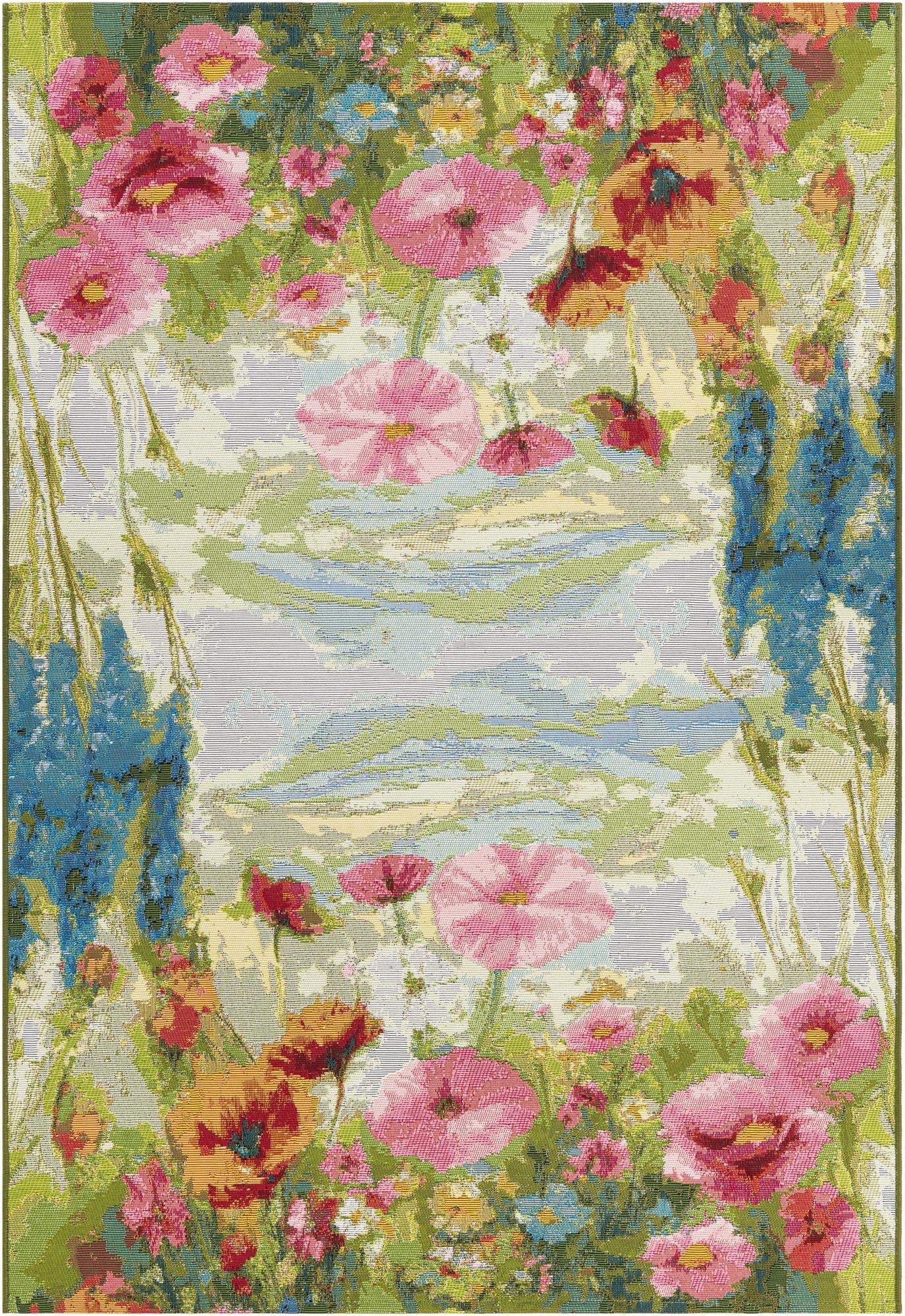  4' x 6'  Washable Botanical Indoor / Outdoor Rug