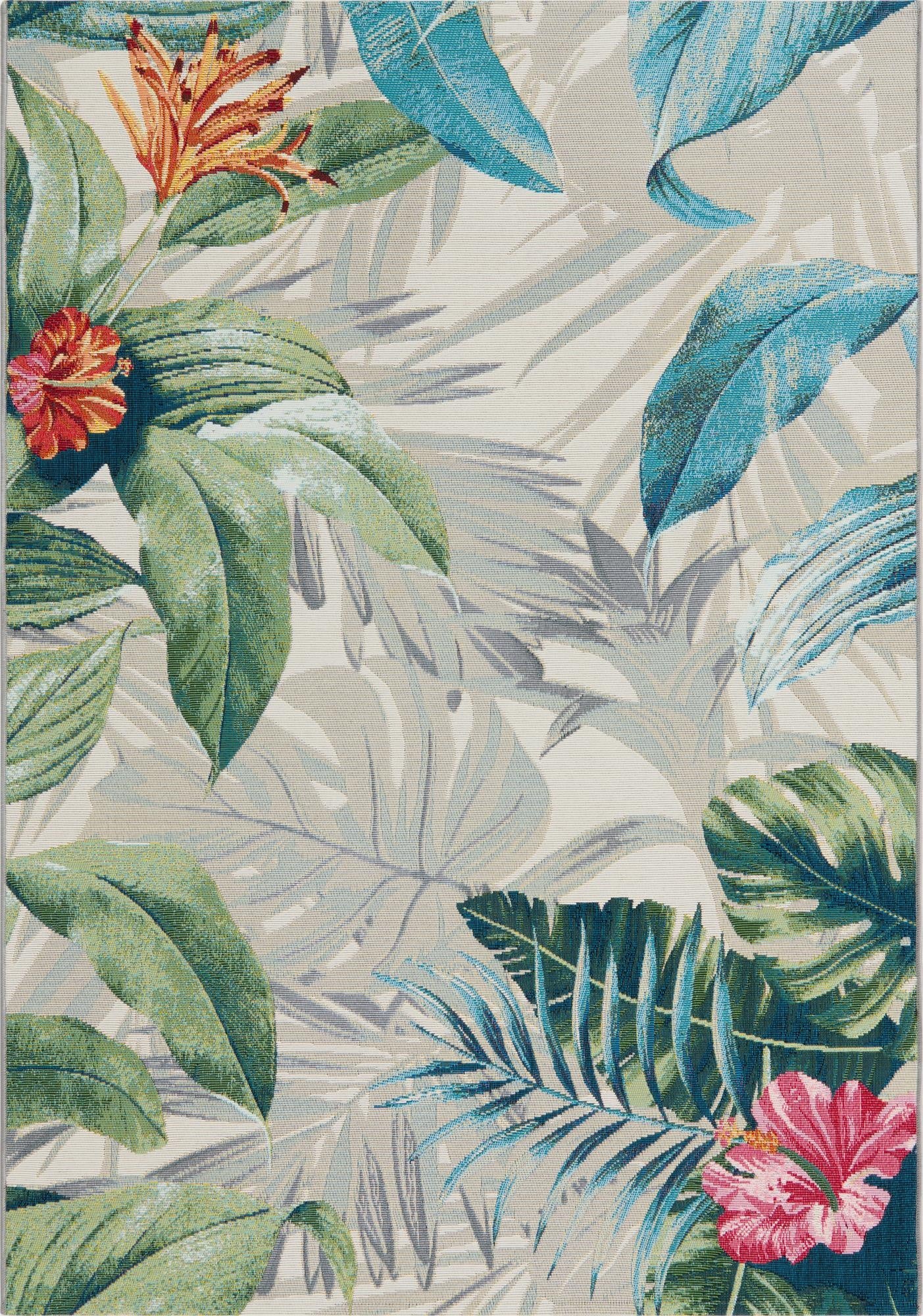 4' x 6'  Washable Botanical Indoor / Outdoor Rug