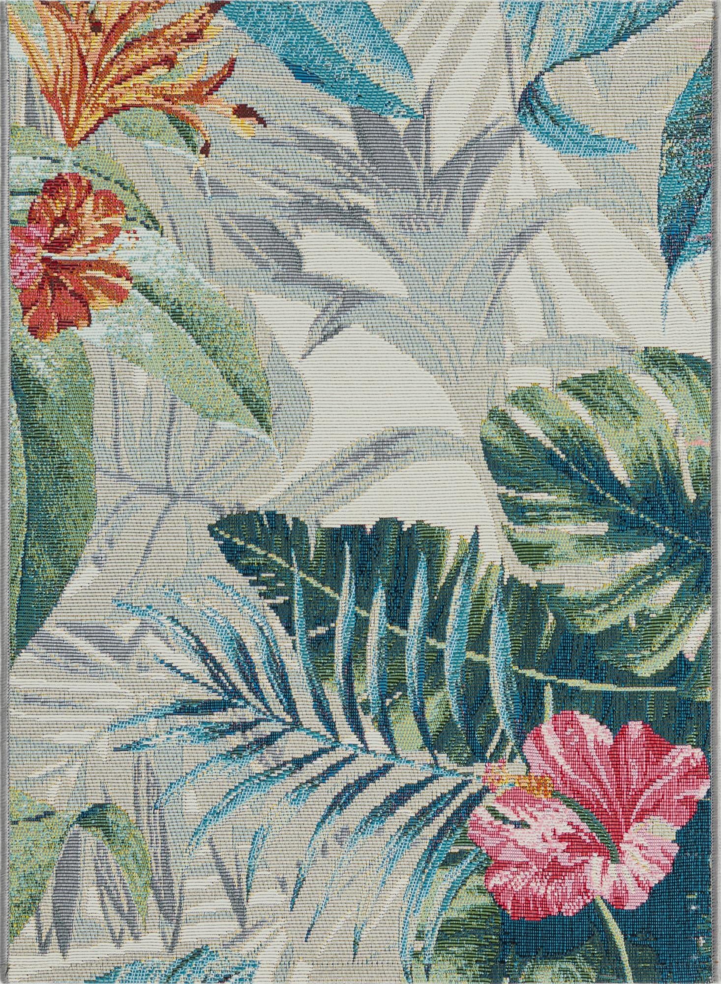  2' x 3'  Washable Botanical Indoor / Outdoor Rug