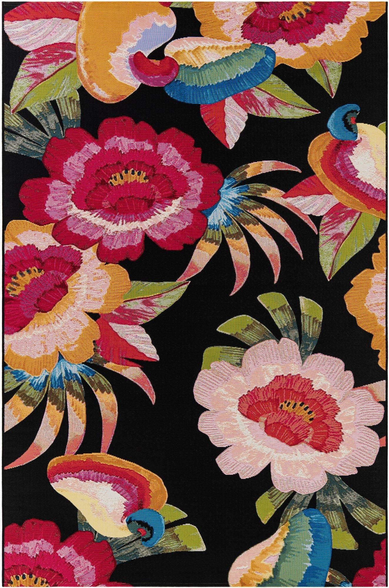  6' x 9'  Washable Botanical Indoor / Outdoor Rug