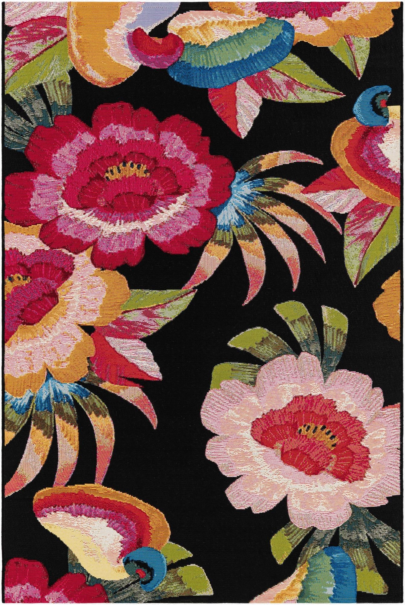  4' x 6'  Washable Botanical Indoor / Outdoor Rug