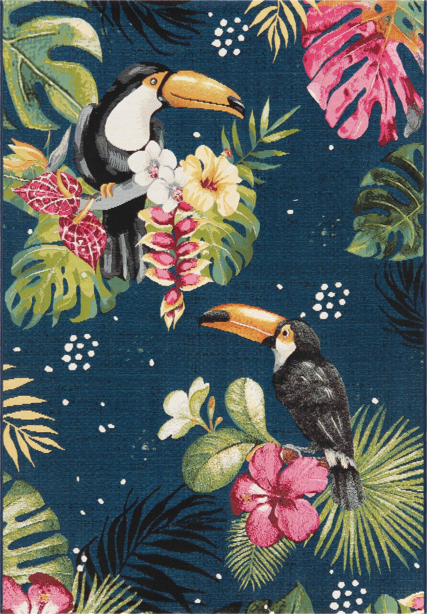  4' x 6'  Washable Botanical Indoor / Outdoor Rug