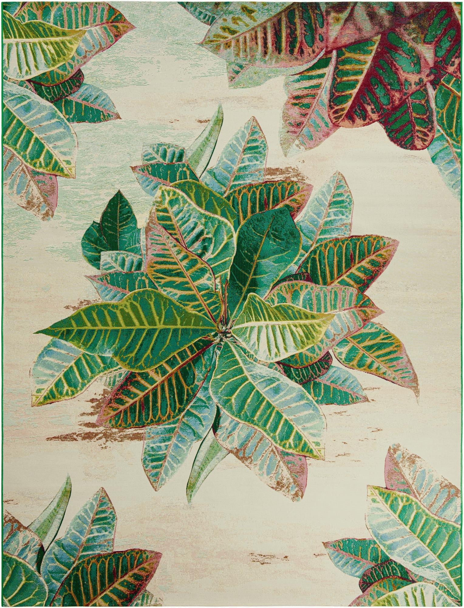  9' x 12'  Washable Botanical Indoor / Outdoor Rug