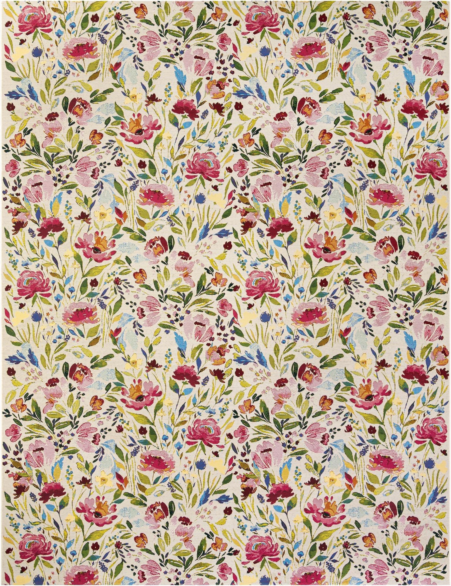  10' x 13'  Washable Botanical Indoor / Outdoor Rug