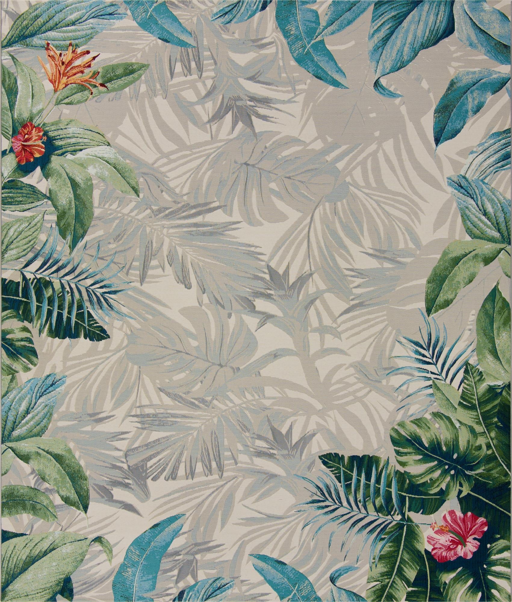  10' x 12'  Washable Botanical Indoor / Outdoor Rug