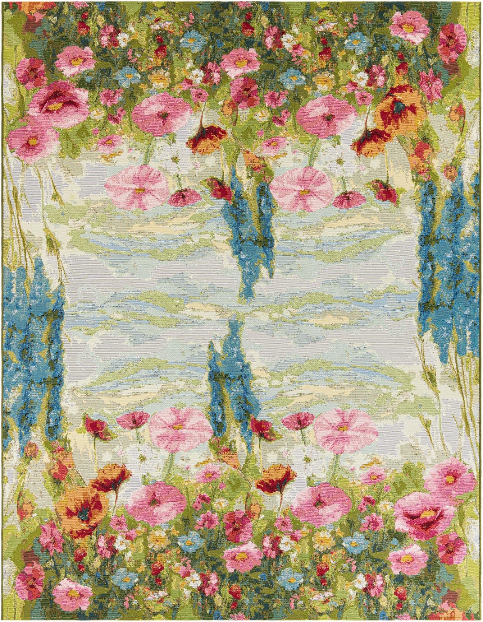  8' x 10'  Washable Botanical Indoor / Outdoor Rug