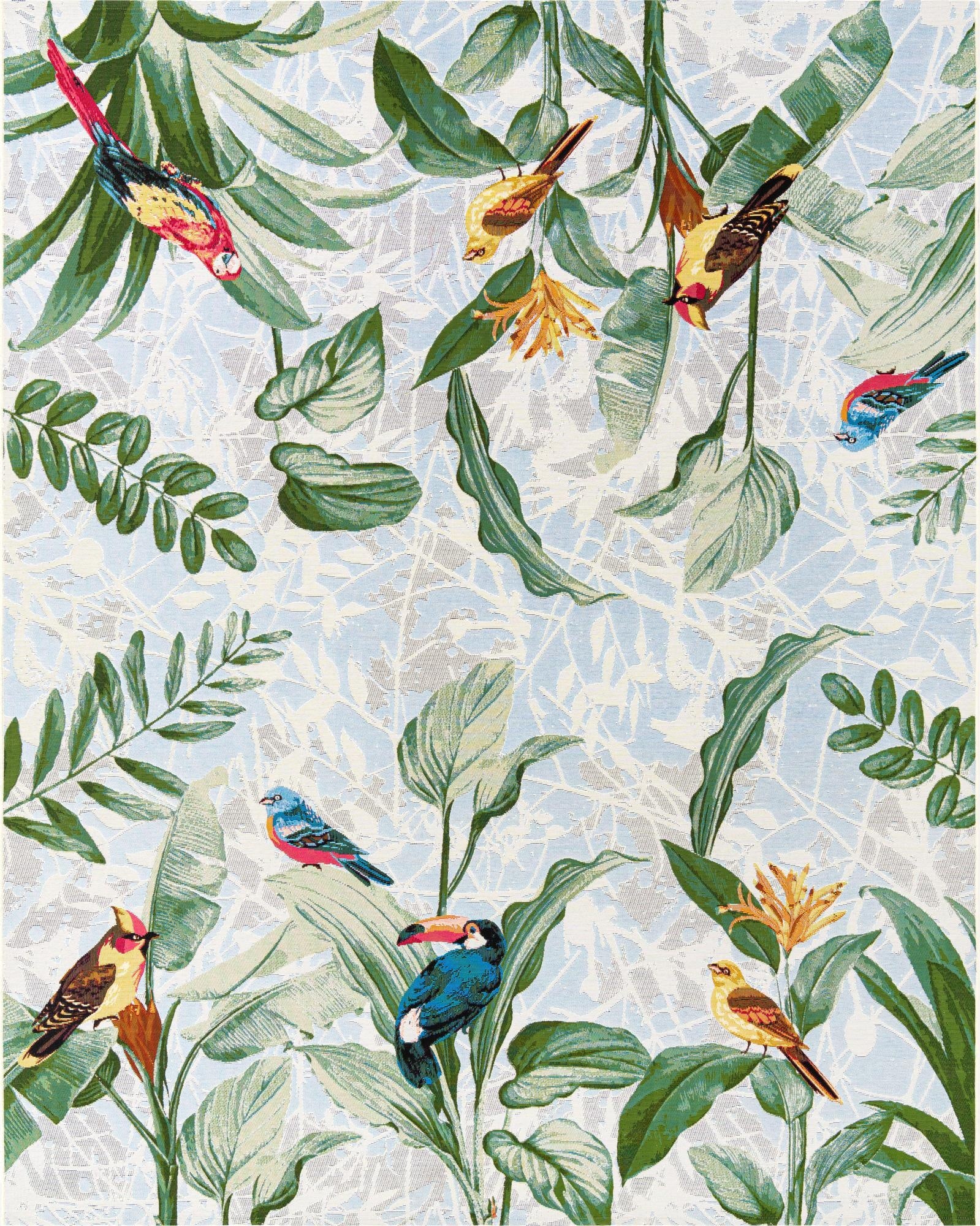  7' 10 x 10'  Washable Botanical Indoor / Outdoor Rug