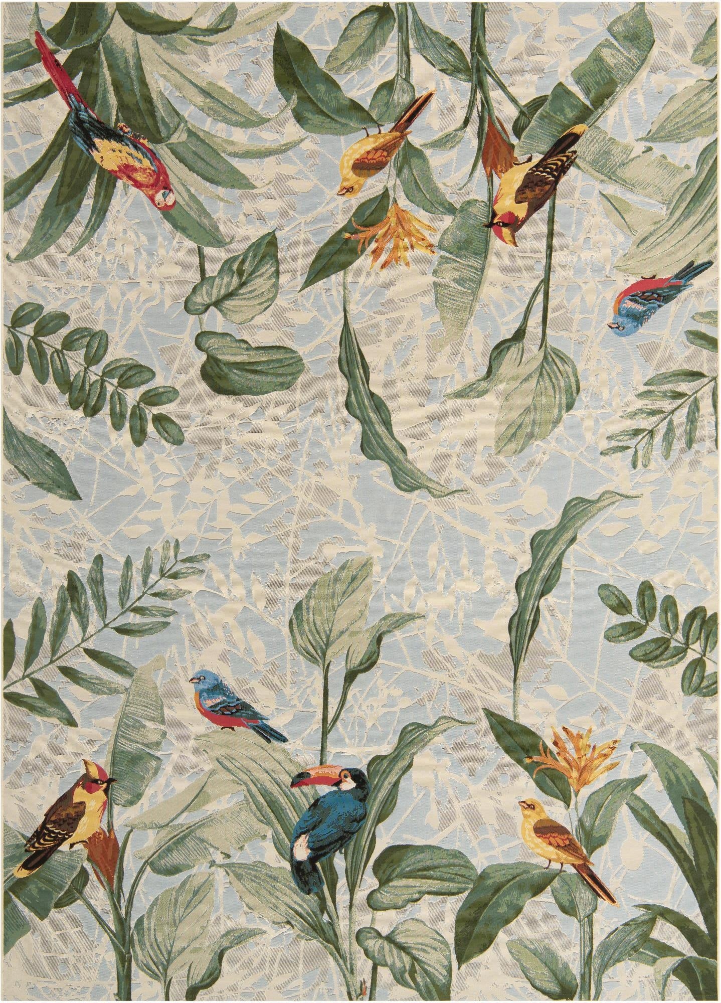  7' 10 x 11'  Washable Botanical Indoor / Outdoor Rug