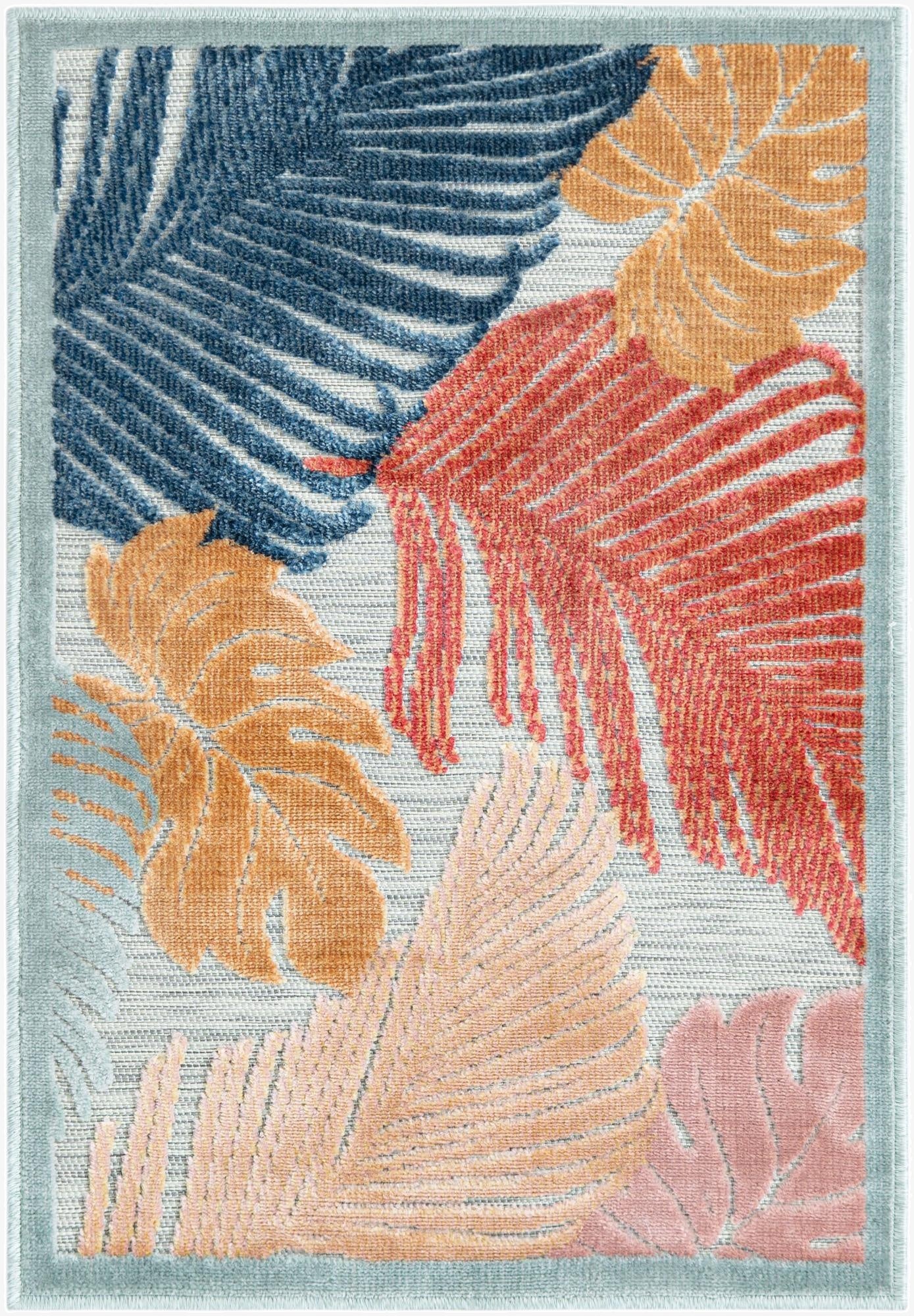  2' 2 x 3'  Washable Botanical Indoor / Outdoor Rug