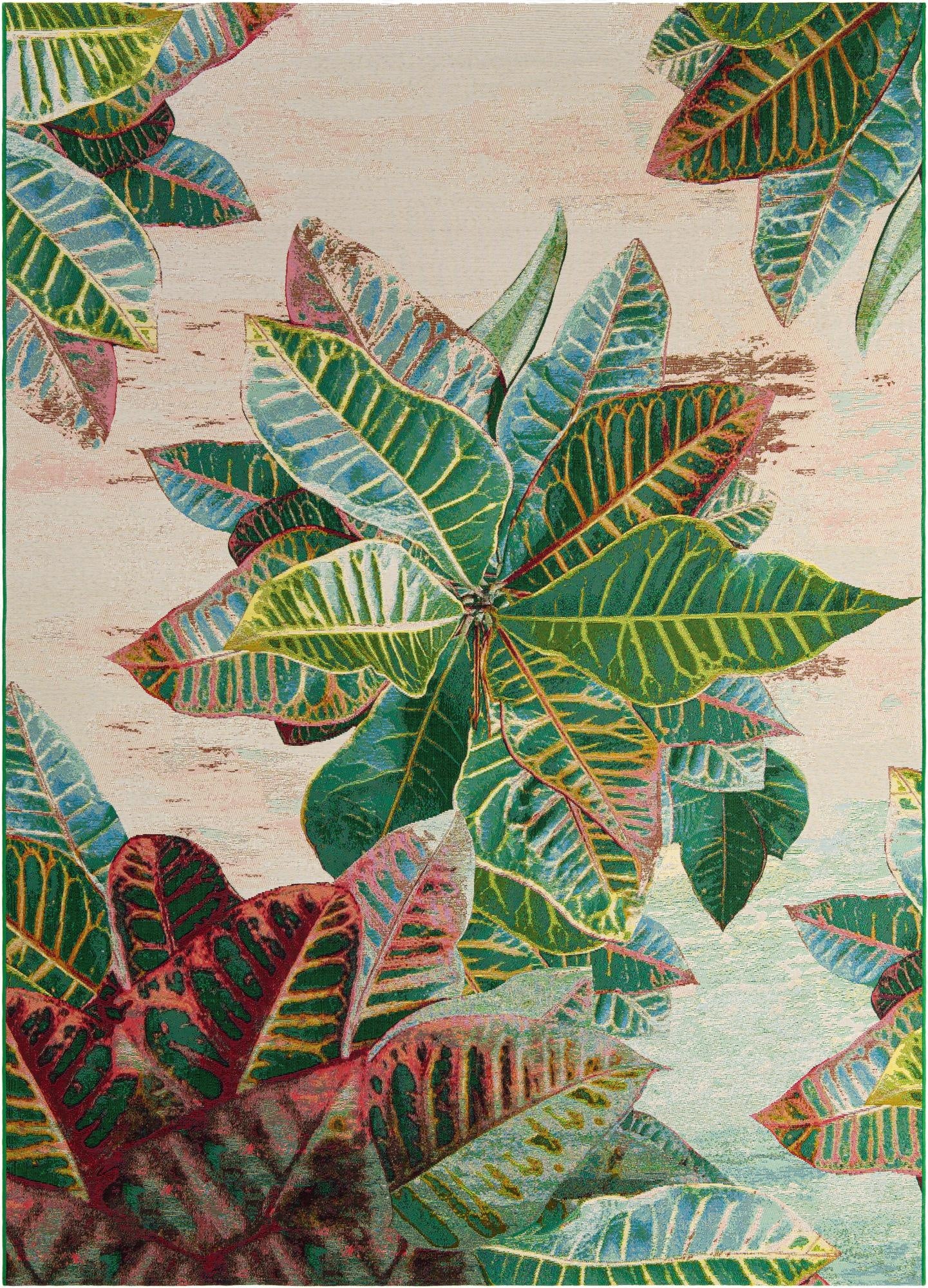  7' 10 x 11'  Washable Botanical Indoor / Outdoor Rug