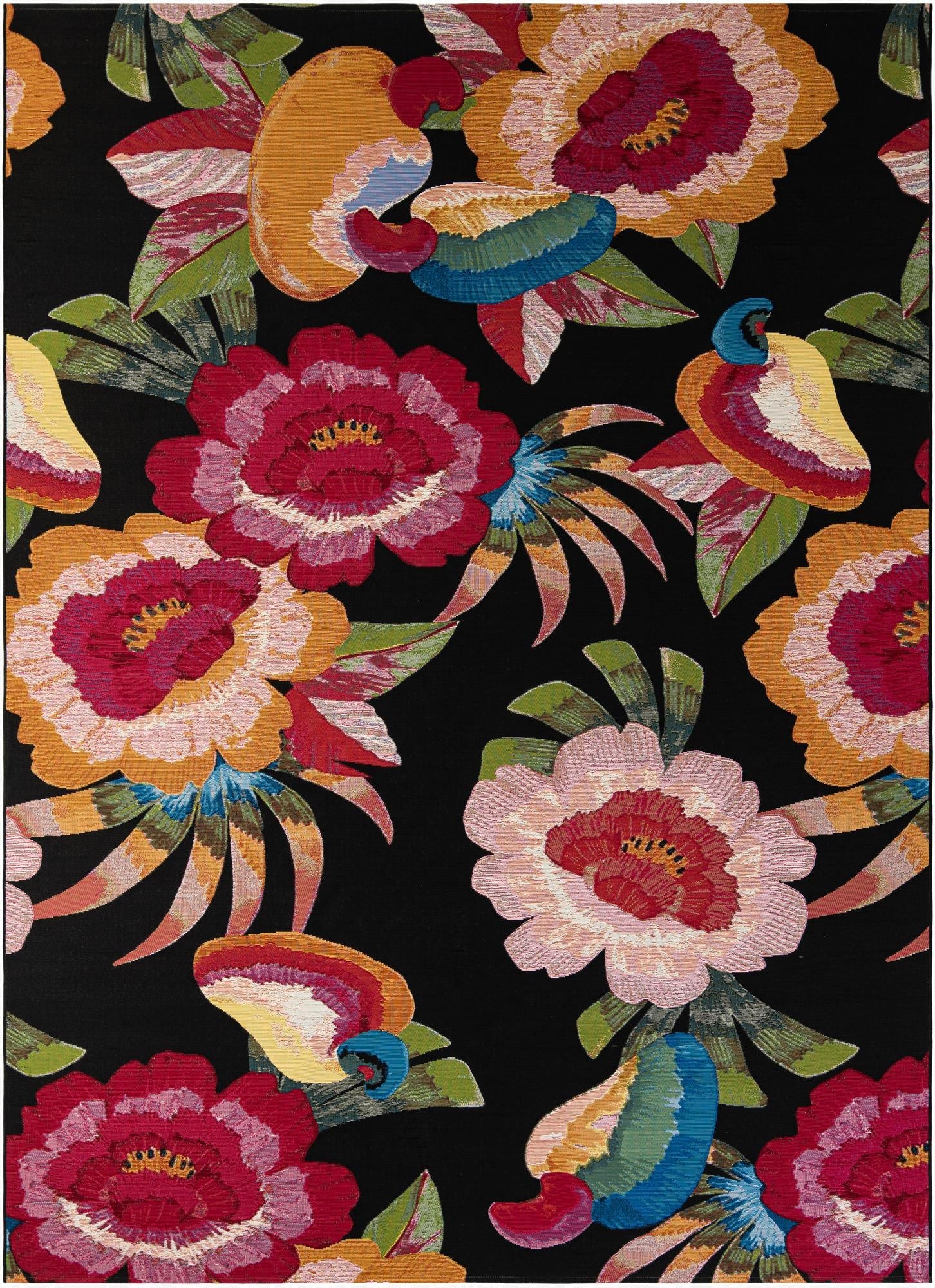  7' 10 x 11'  Washable Botanical Indoor / Outdoor Rug