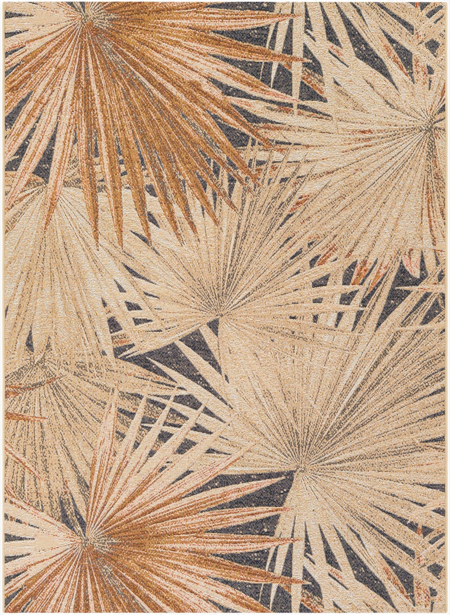  5' x 7'  Washable Botanical Indoor / Outdoor Rug