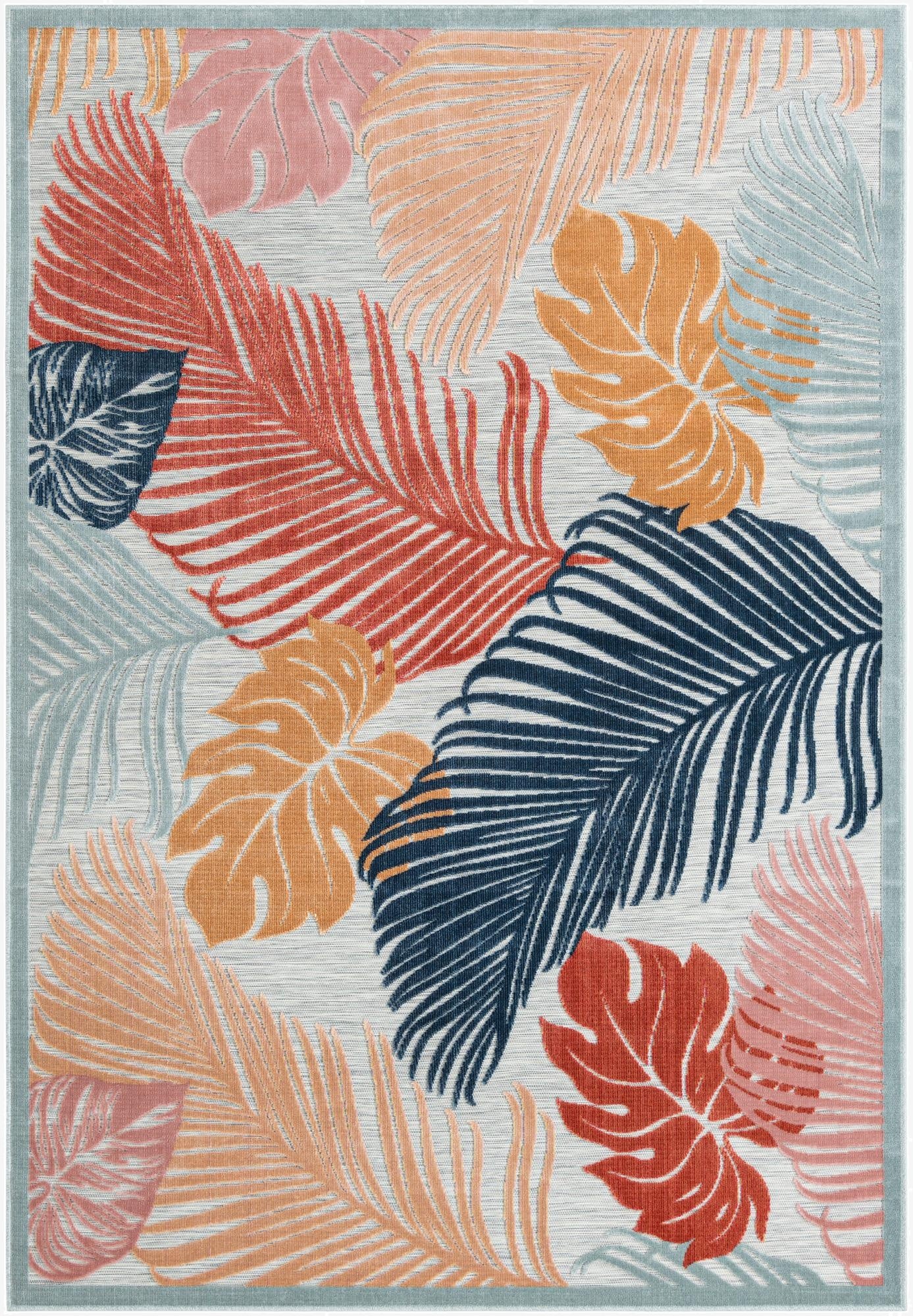  6' 4 x 9'  Washable Botanical Indoor / Outdoor Rug