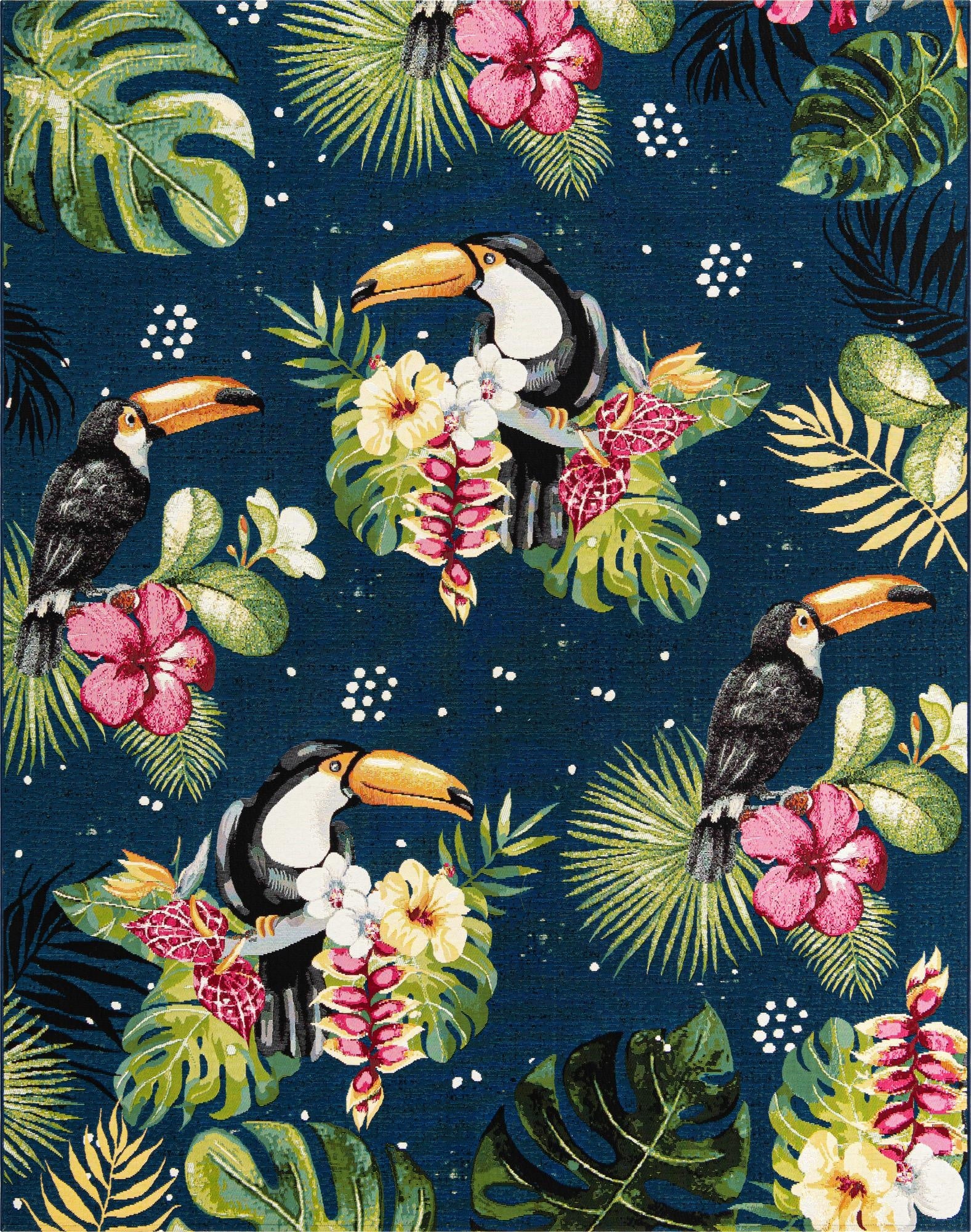  7' 10 x 10'  Washable Botanical Indoor / Outdoor Rug