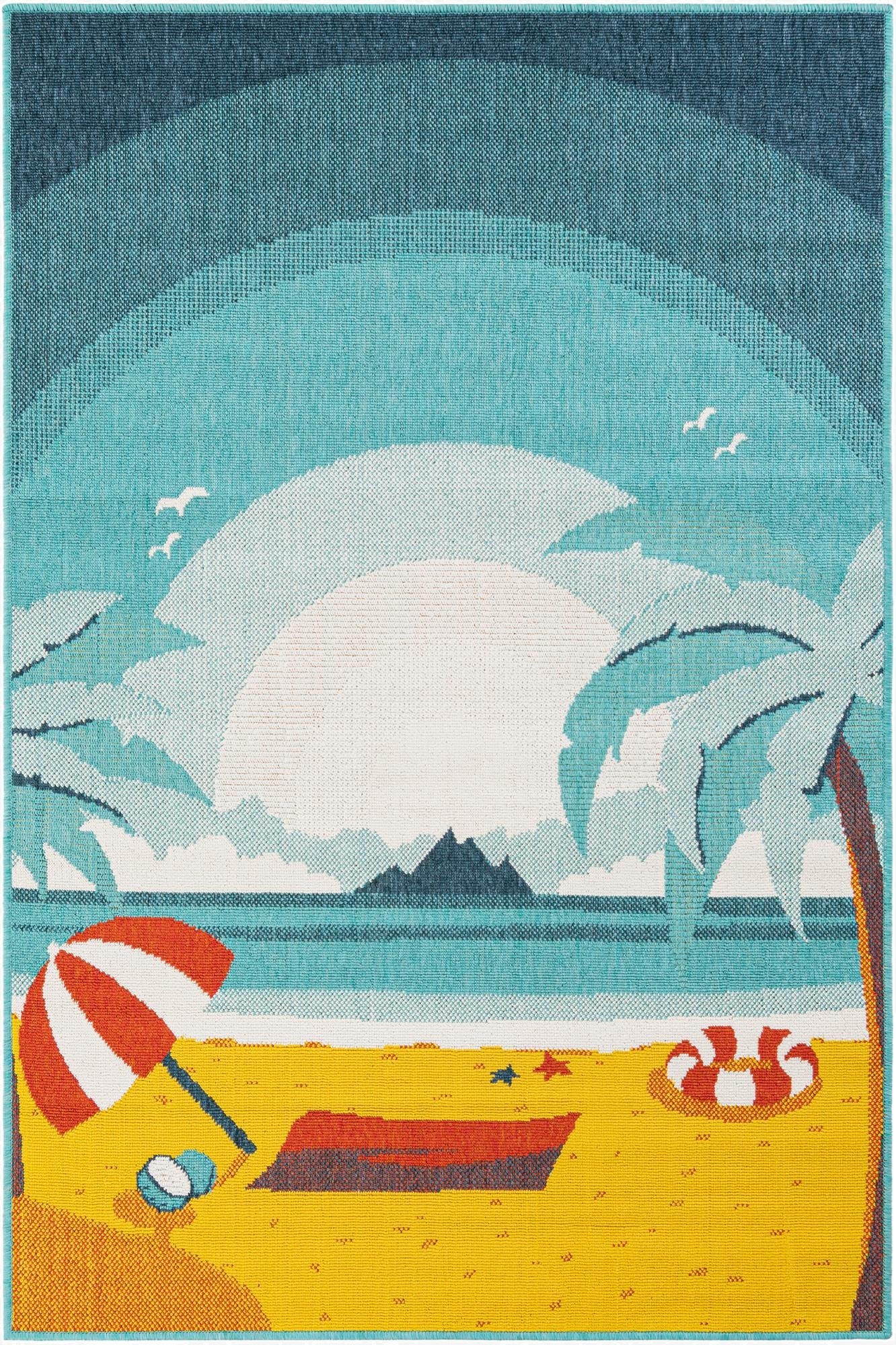  4' x 6'  Washable Coastal Indoor / Outdoor Rug