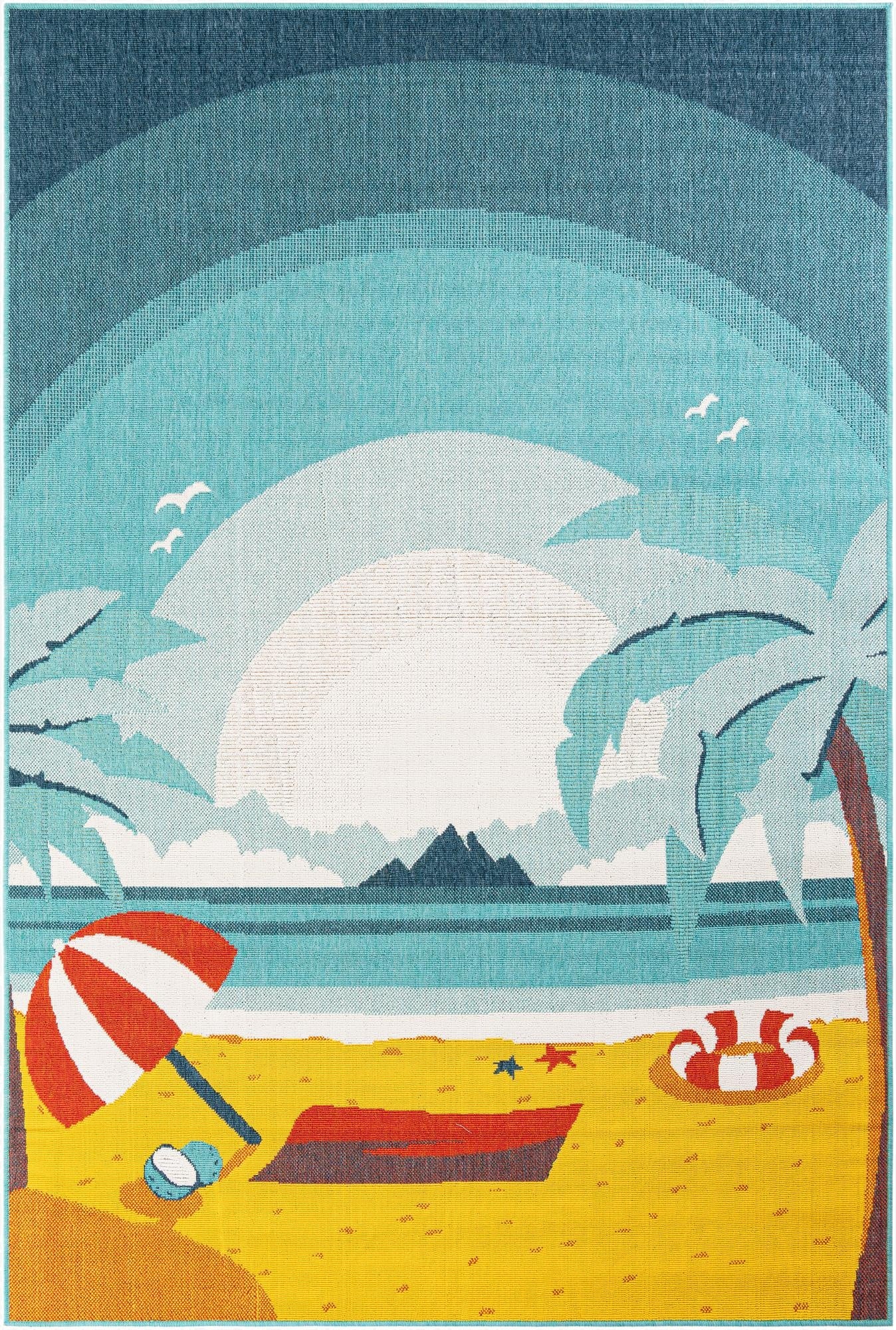  6' x 9'  Washable Coastal Indoor / Outdoor Rug