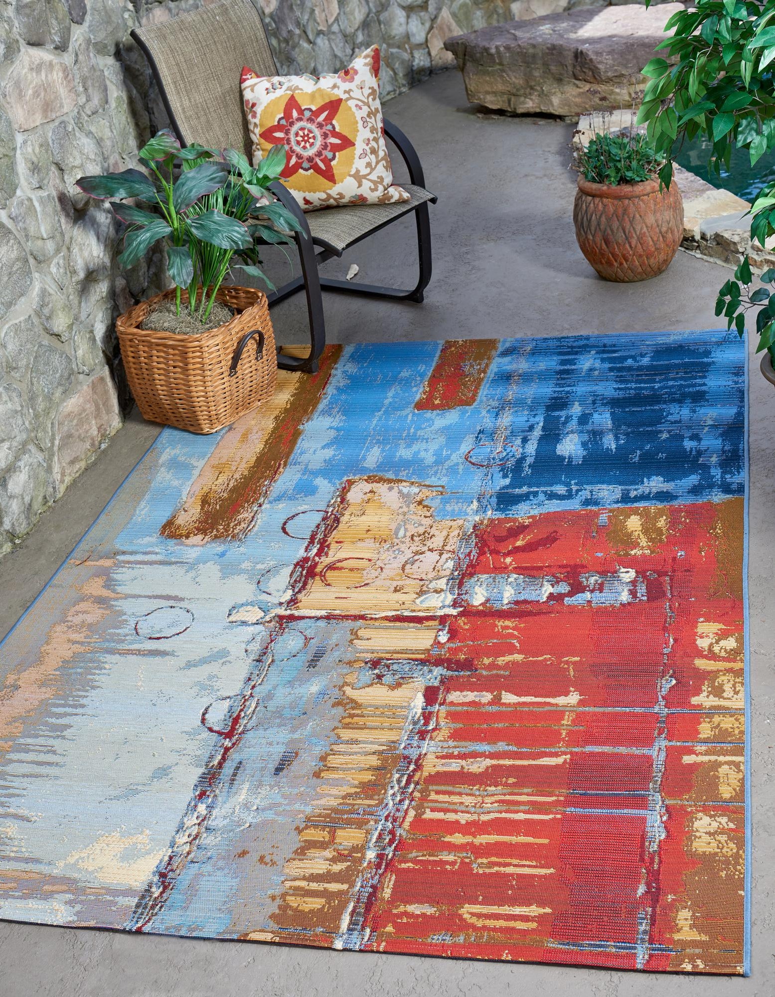 Multicolor 4' x 6' Modern Indoor / Outdoor Rug | Rugs.com