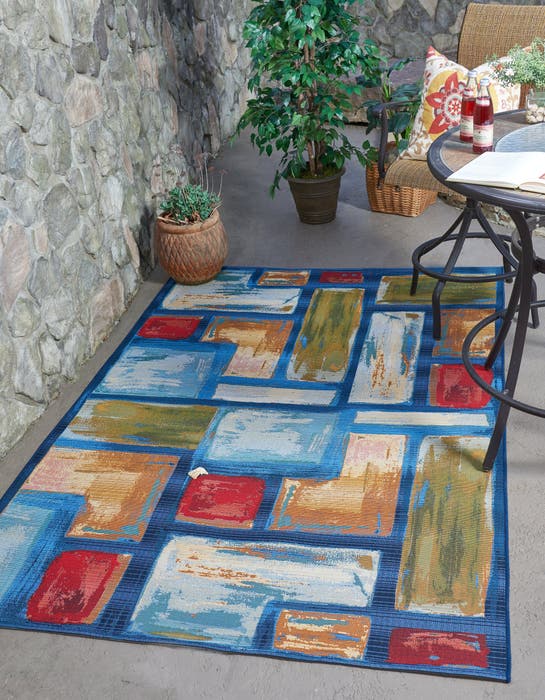 Multicolor 2' x 6' Modern Indoor / Outdoor Runner Rug | Rugs.com