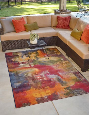Multicolor 4' x 6' Modern Indoor / Outdoor Rug | Rugs.com