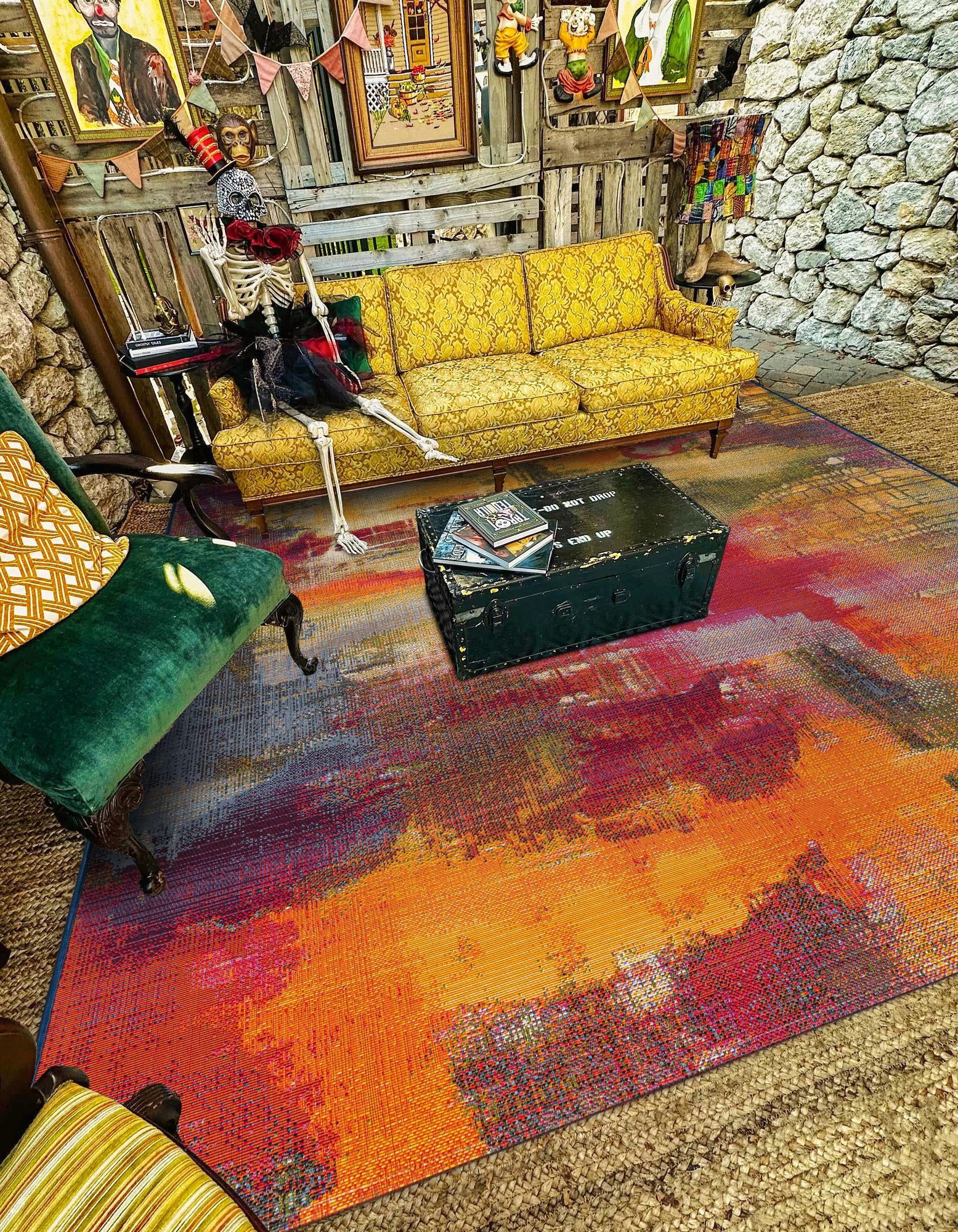 Multicolor 5' 3 x 8' Modern Indoor / Outdoor Rug | Rugs.com