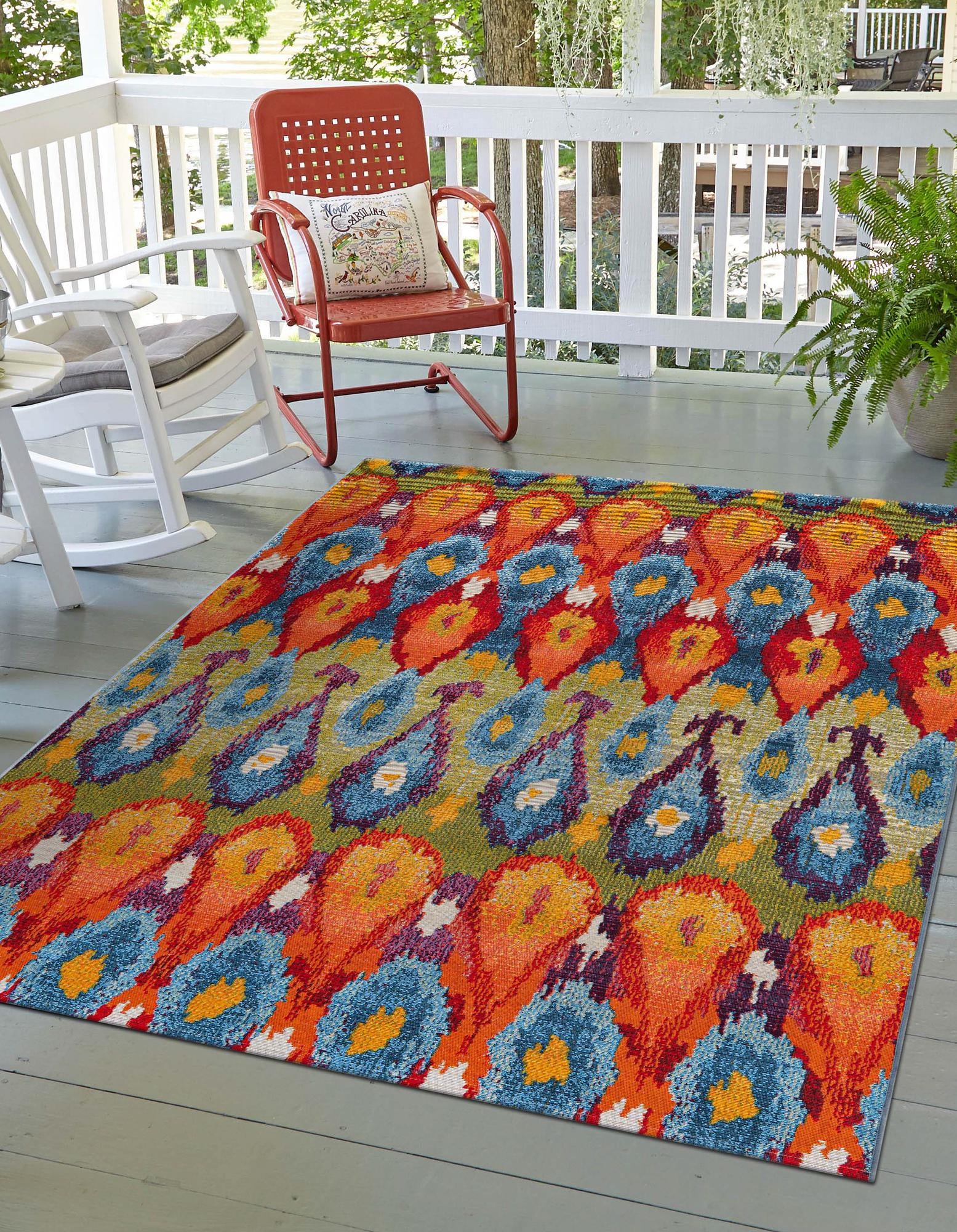 Multicolor 5' 3 x 8' Modern Indoor / Outdoor Rug | Rugs.com