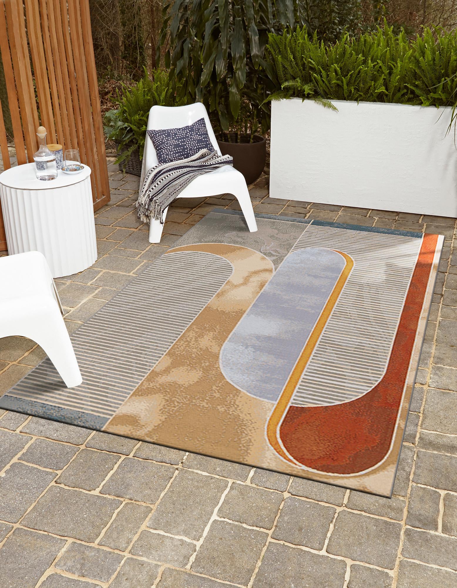 Multicolor 9' x 12' Modern Indoor / Outdoor Rug | Rugs.com
