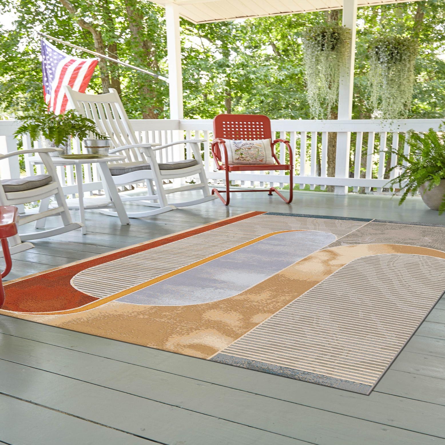 Multicolor 9' x 12' Modern Indoor / Outdoor Rug | Rugs.com